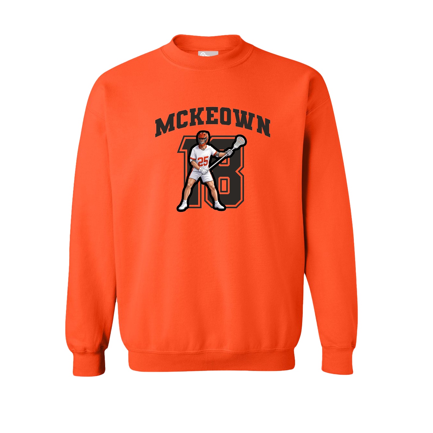 Fleece Crew — Number in Orange