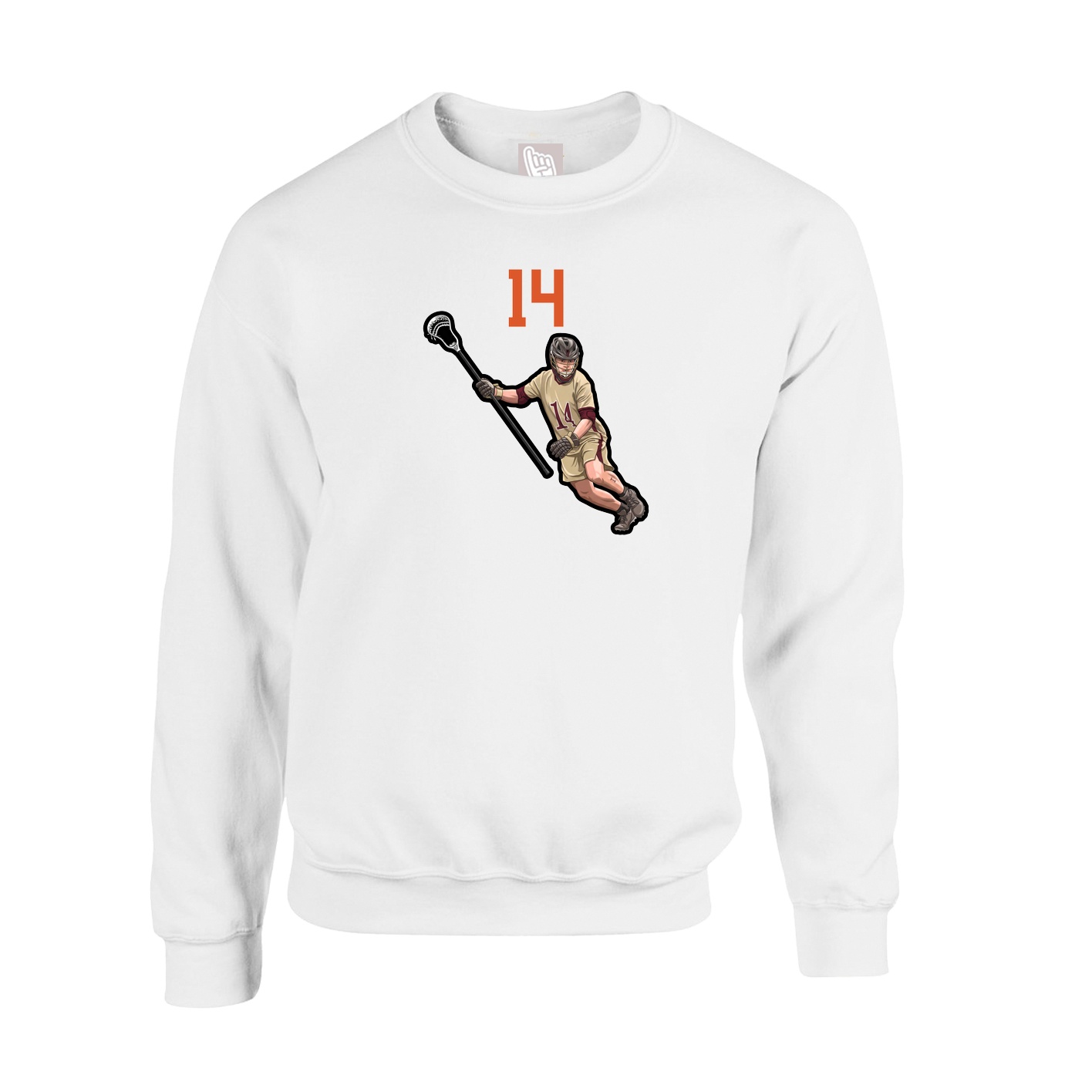 Fleece Crew — Number Top in White