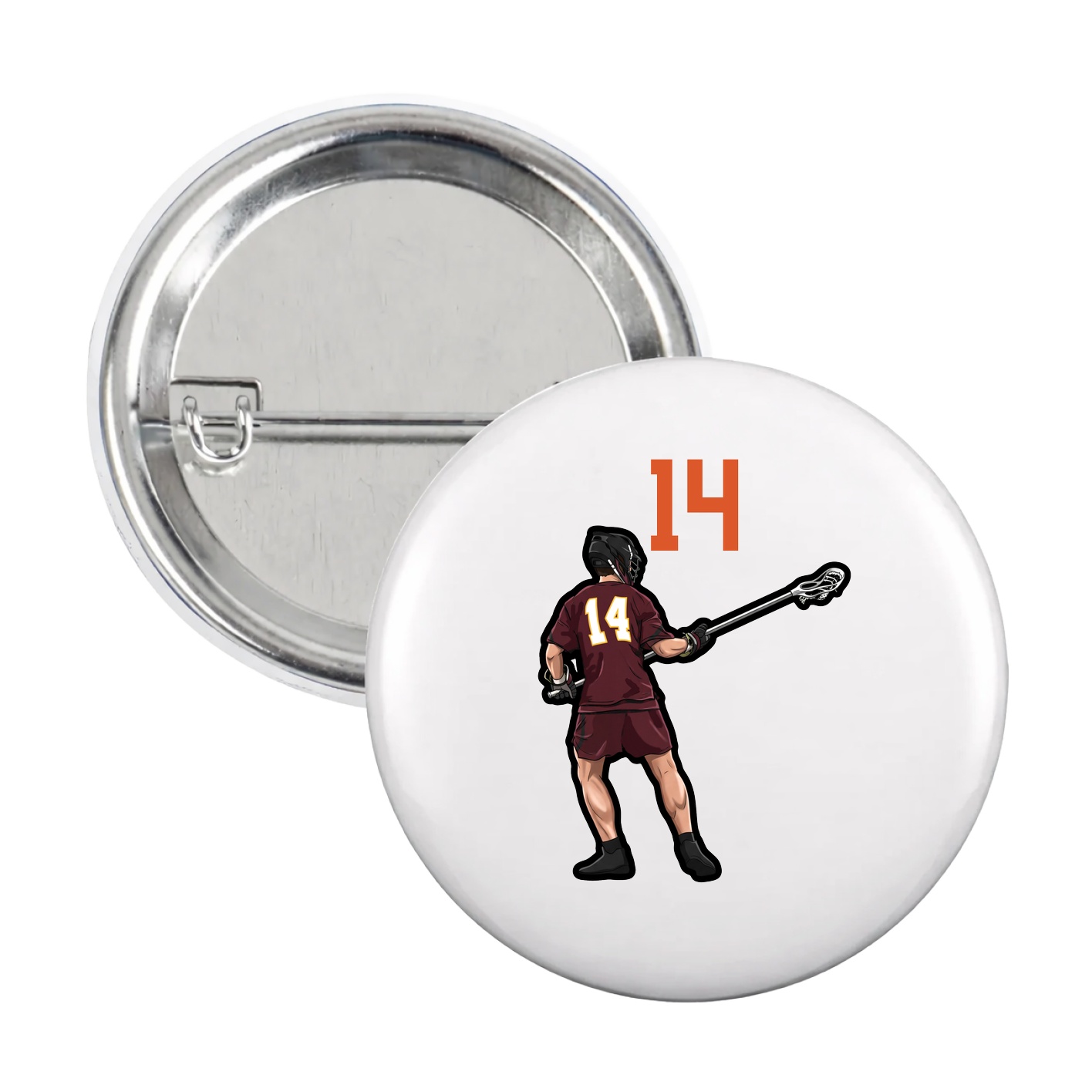 Game Day Button — Number Top in White