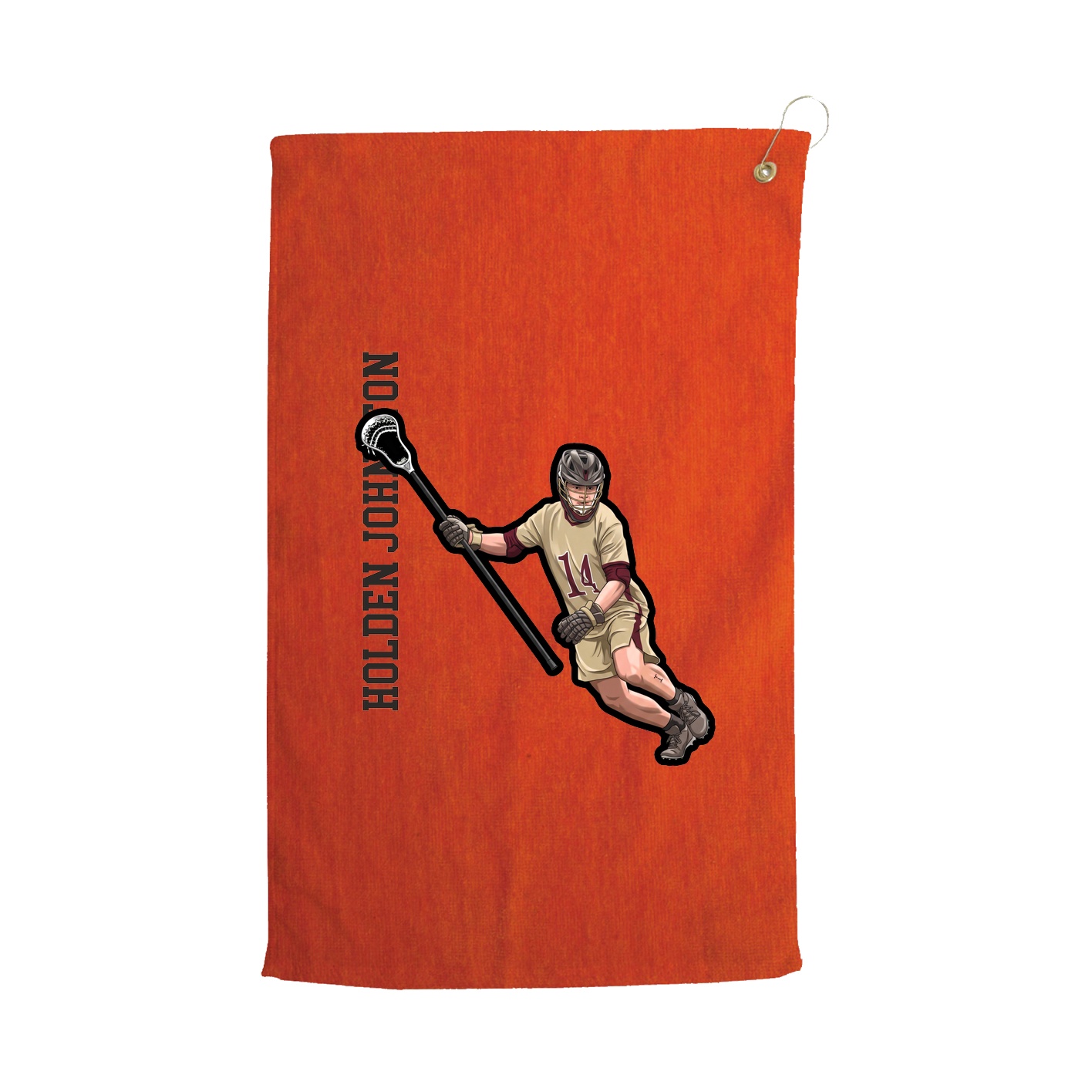 Golf Towel — Name Vertical in Orange