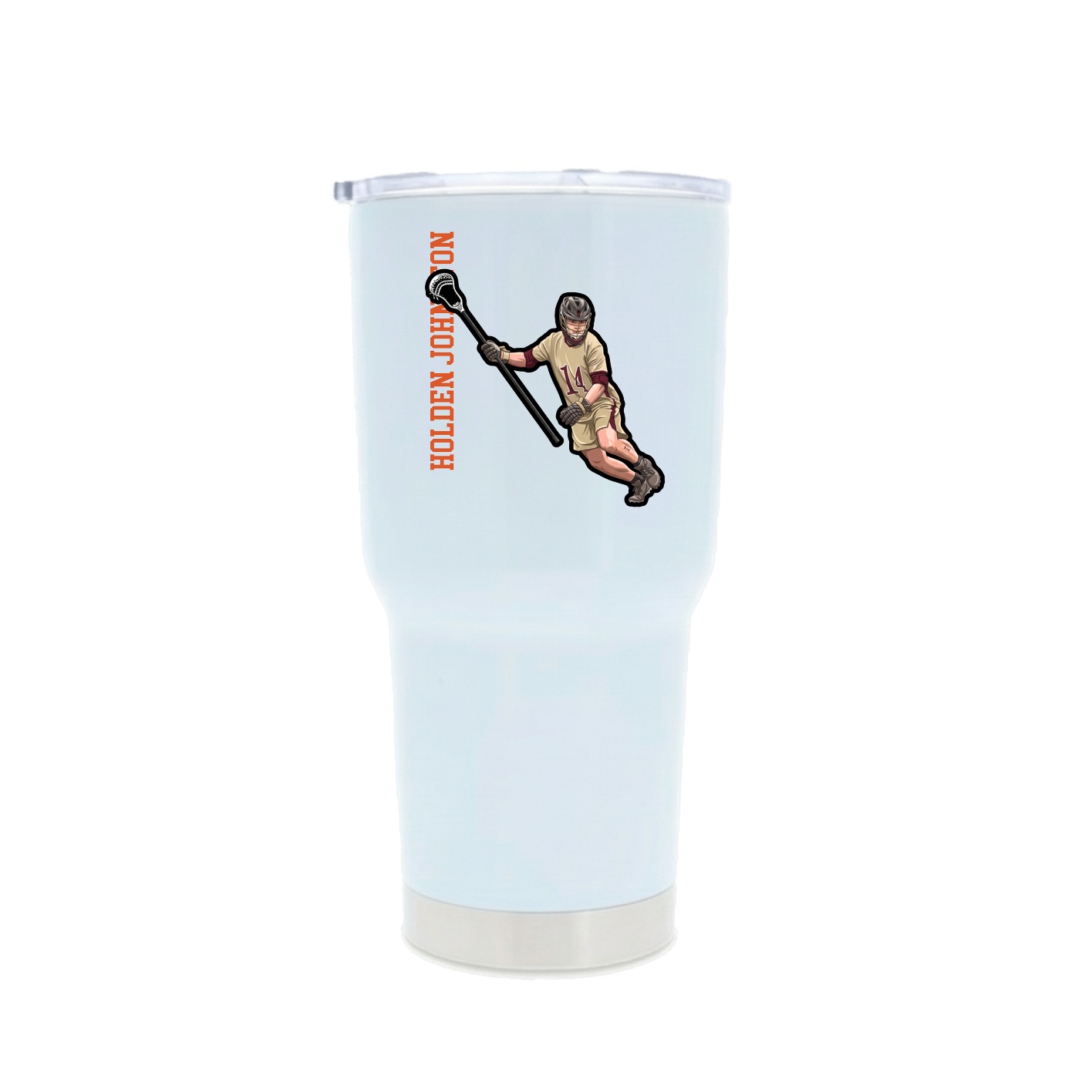 30oz Stainless Steel Tumbler — Name Vertical in White