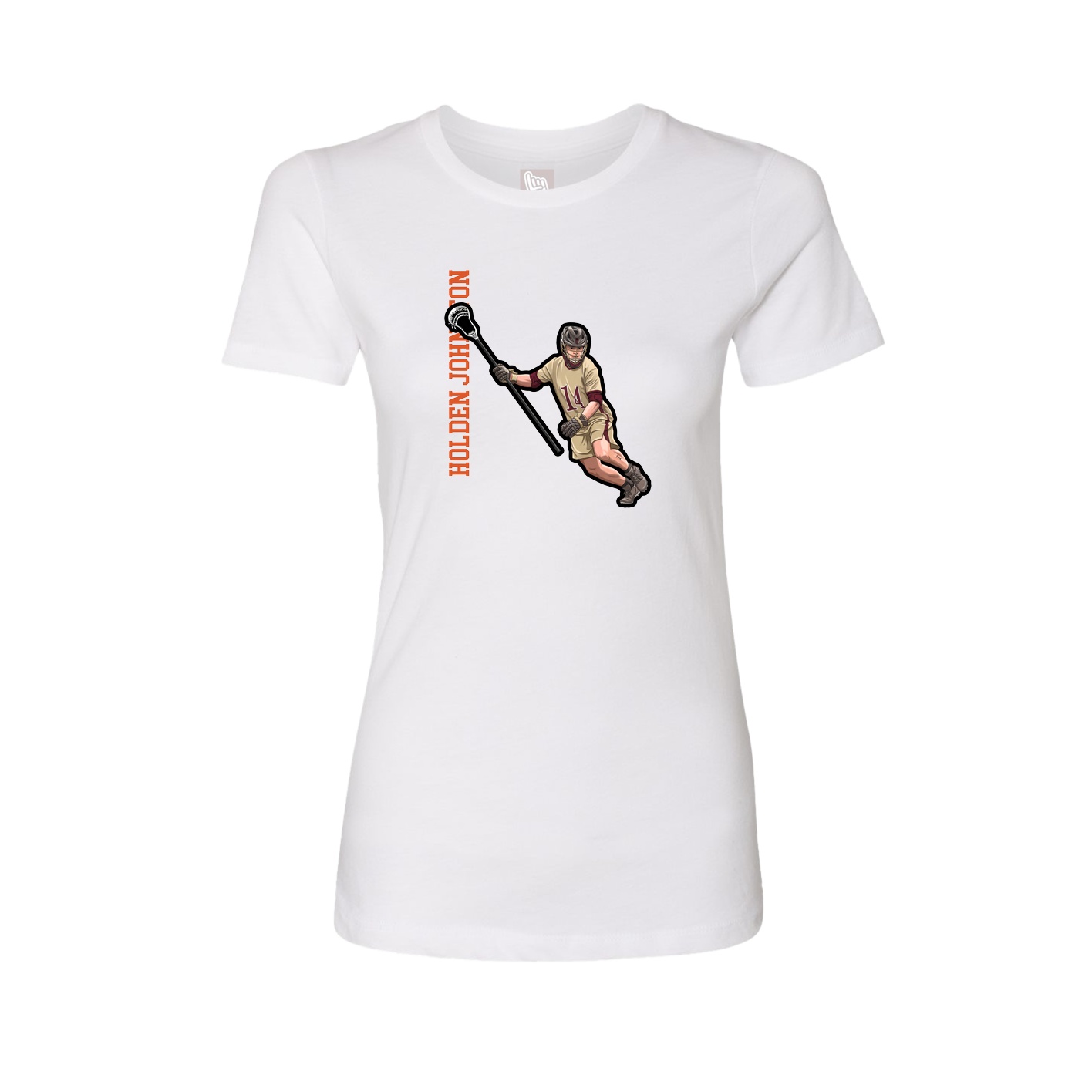 Fitted Women's Tee — Name Vertical in White