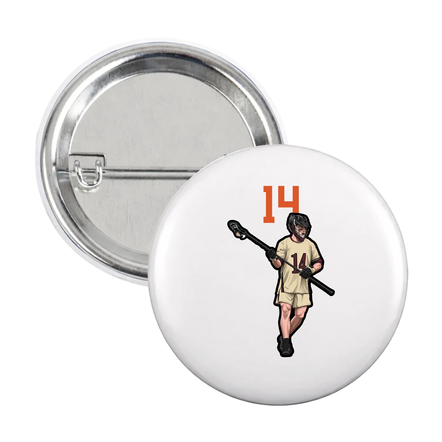 Game Day Button — Number Top in White