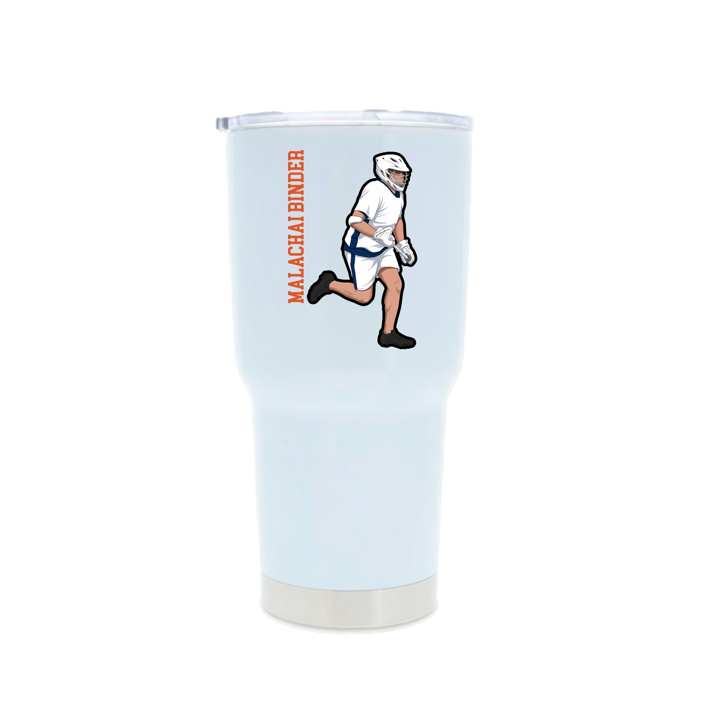 30oz Stainless Steel Tumbler — Name Vertical in White