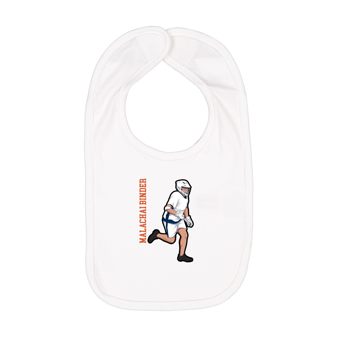 Infant Bib — Name Vertical in White