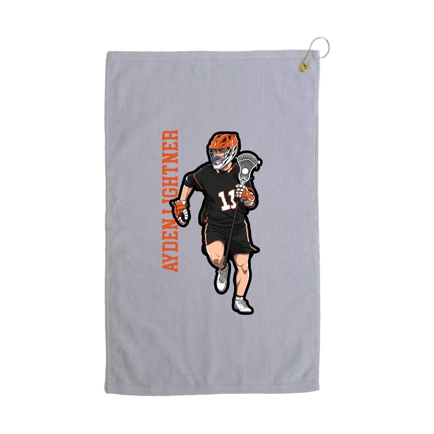 Golf Towel — Name Vertical in Grey