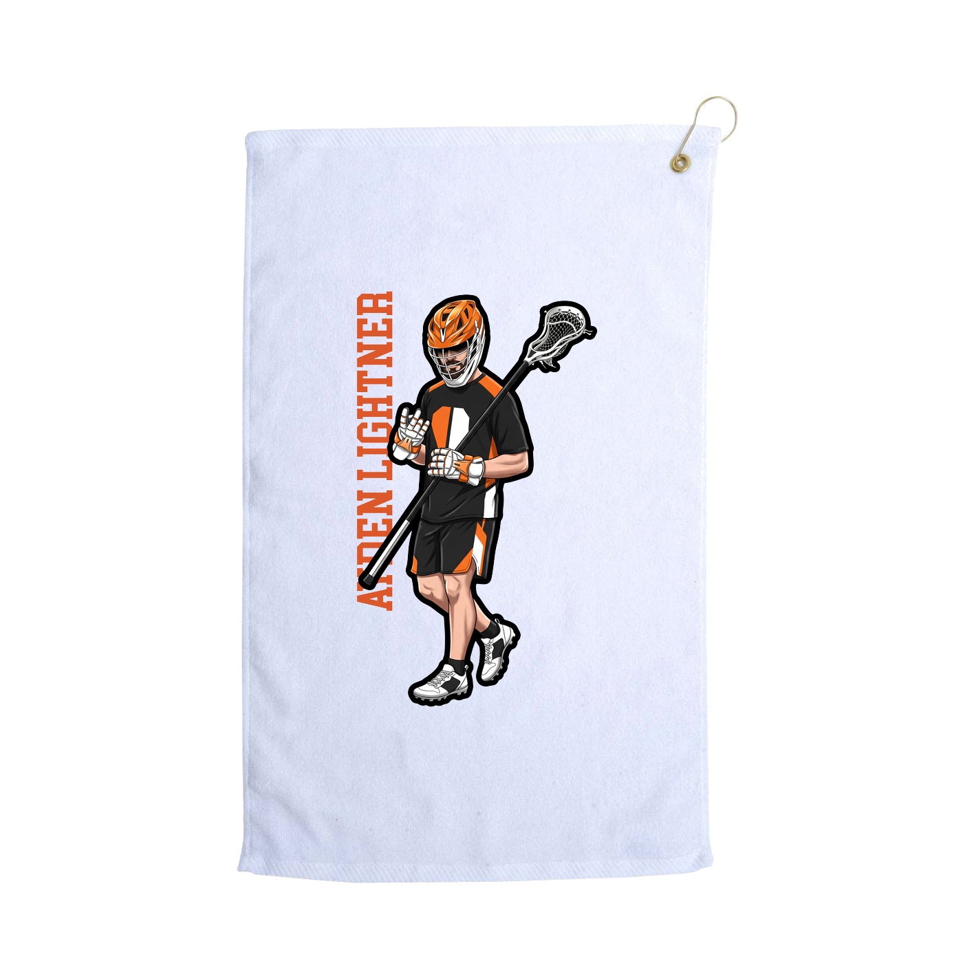 Golf Towel — Name Vertical in White