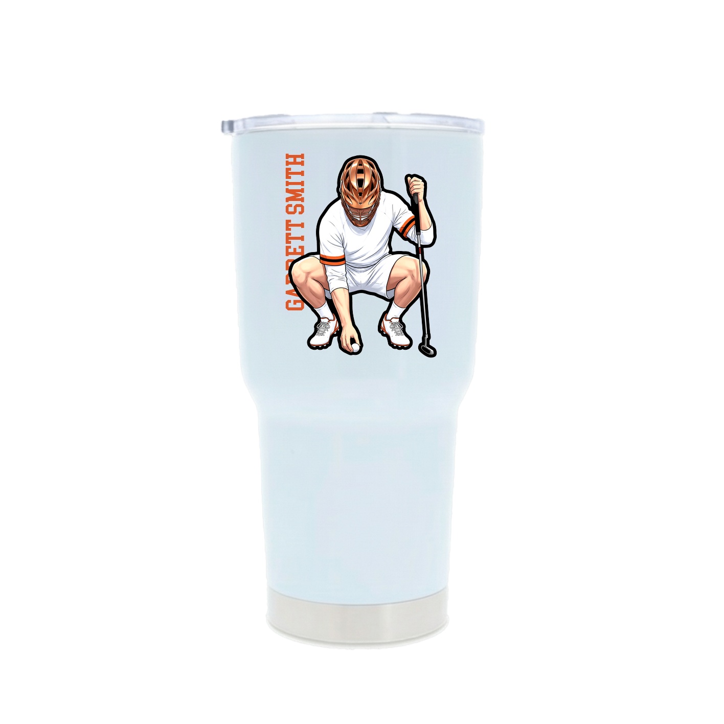 30oz Stainless Steel Tumbler — Name Vertical in White