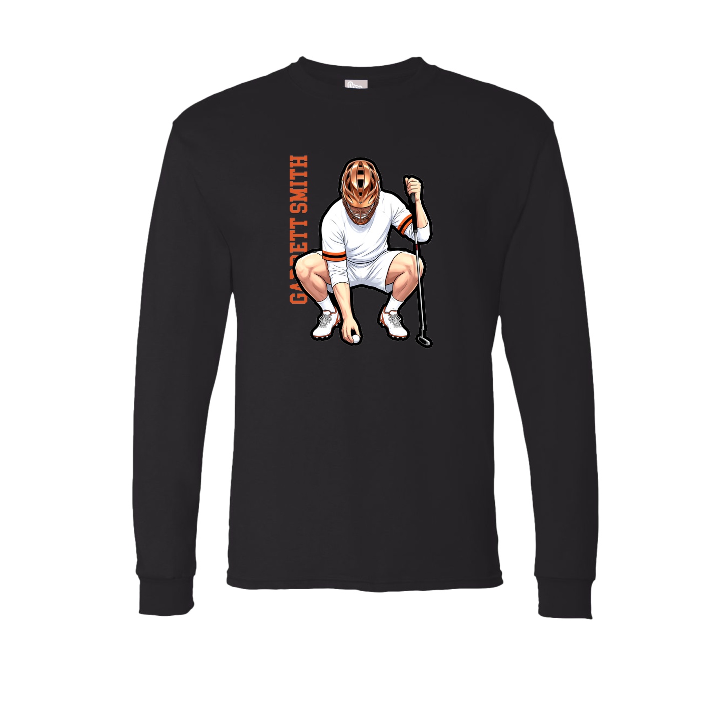 Long Sleeve Tee — Name Vertical in Black