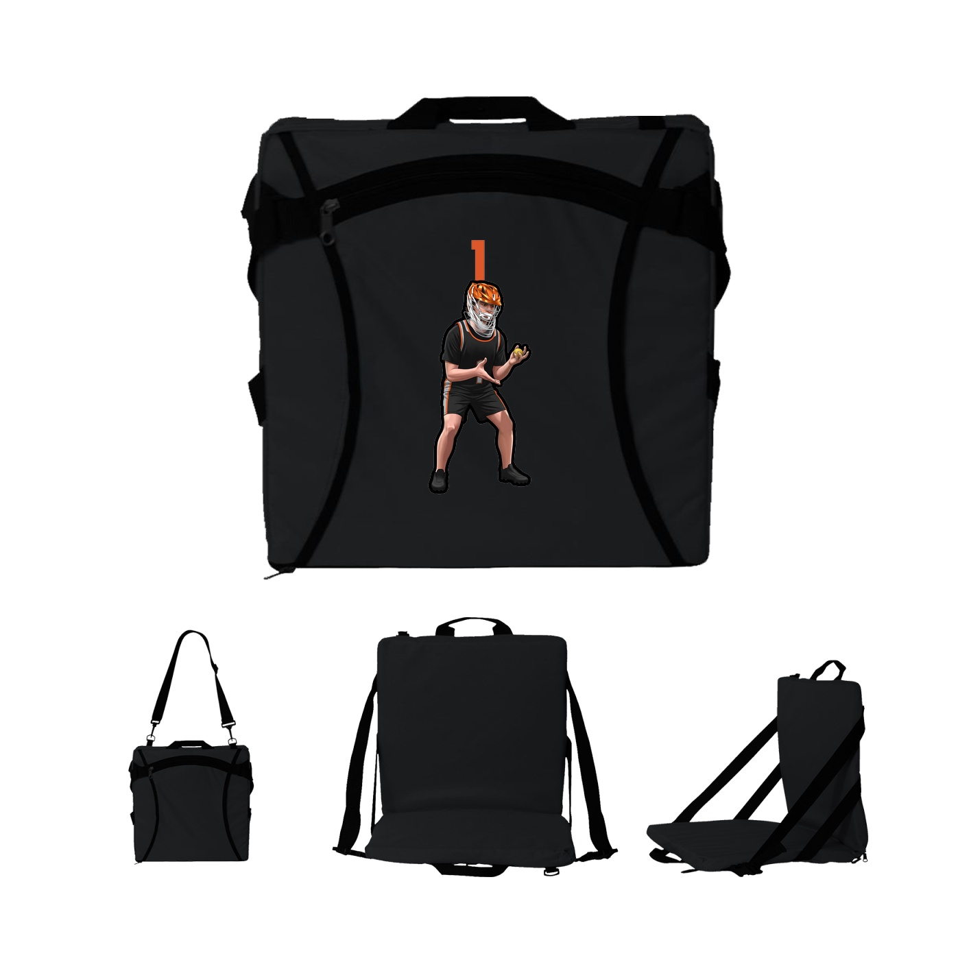 Folding Stadium Seat — Number Top in Black