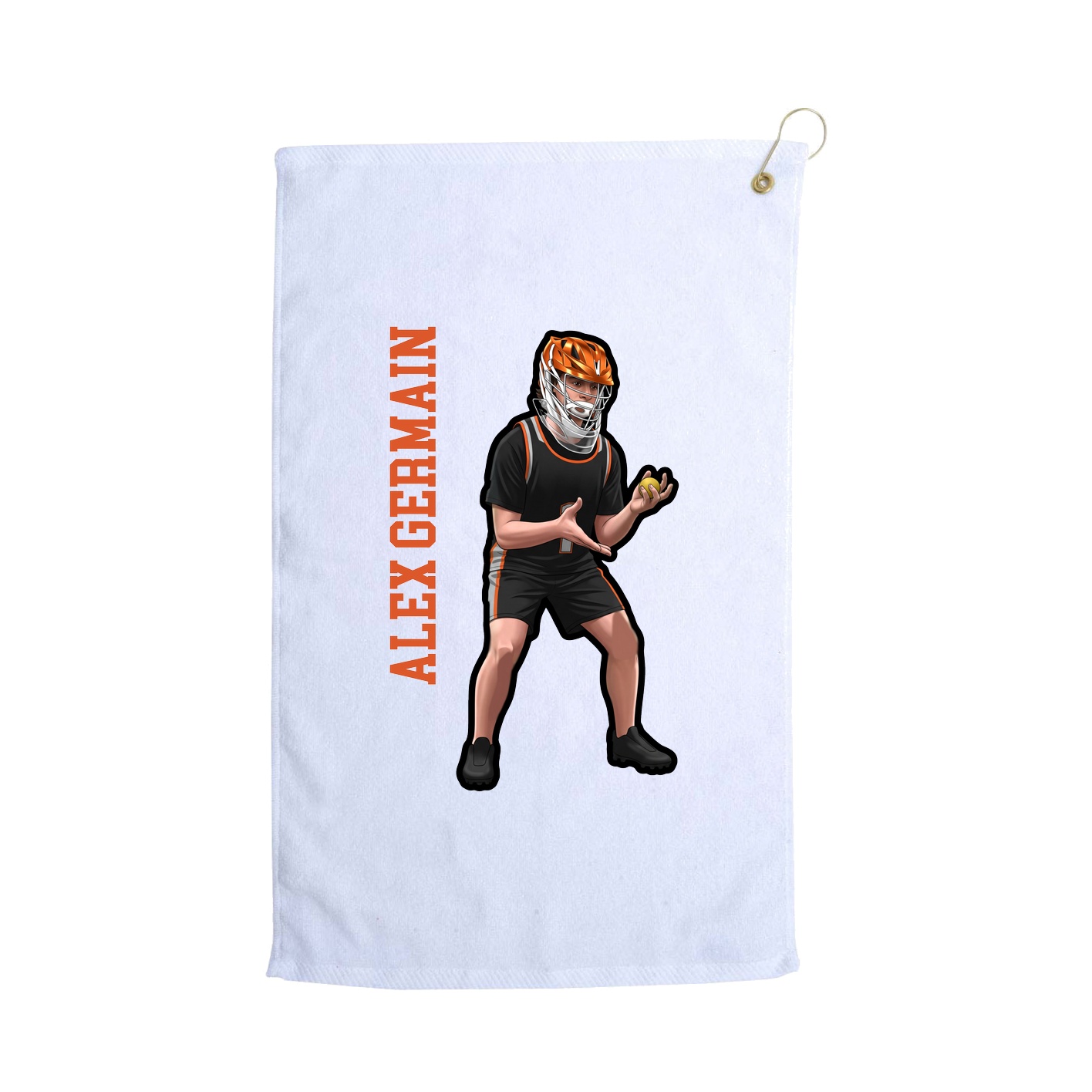 Golf Towel — Name Vertical in White