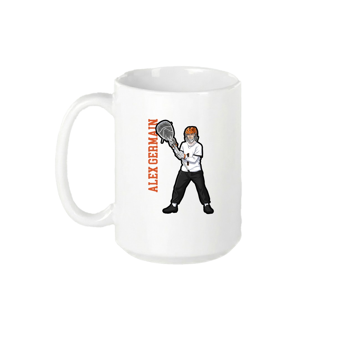 15oz Coffee Mug — Name Vertical in White