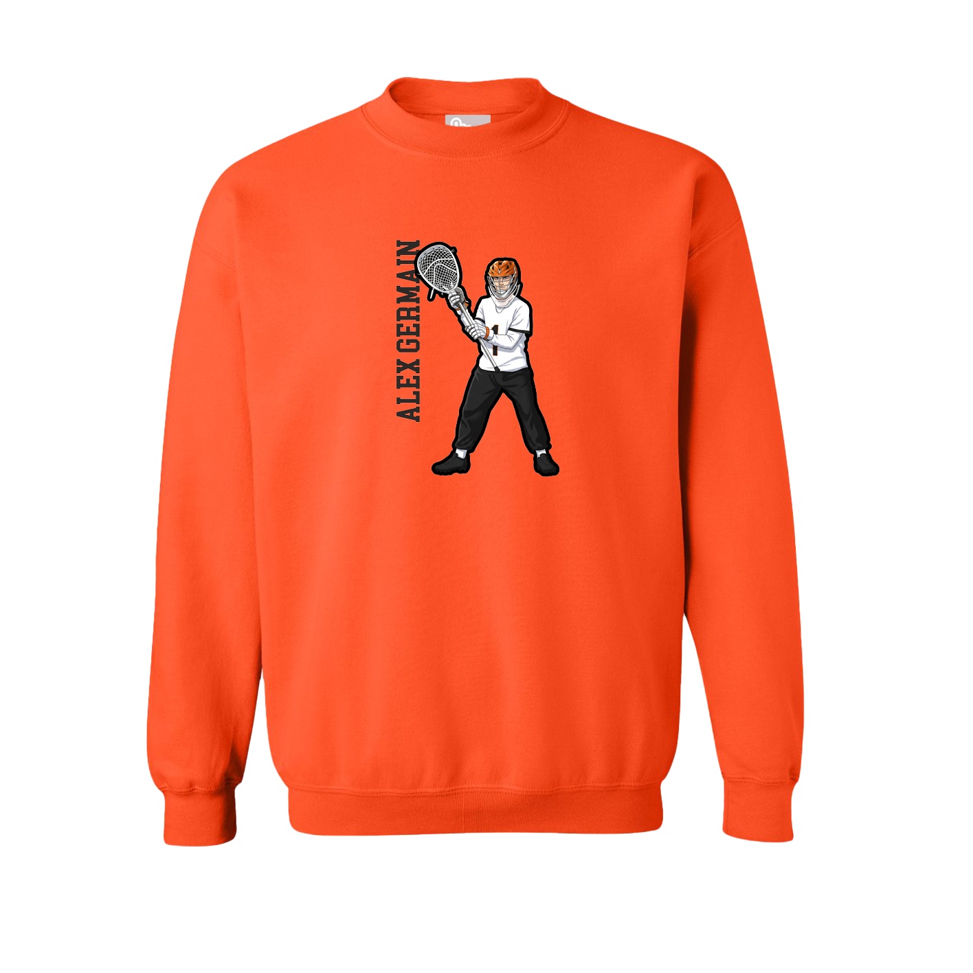 Fleece Crew — Name Vertical in Orange