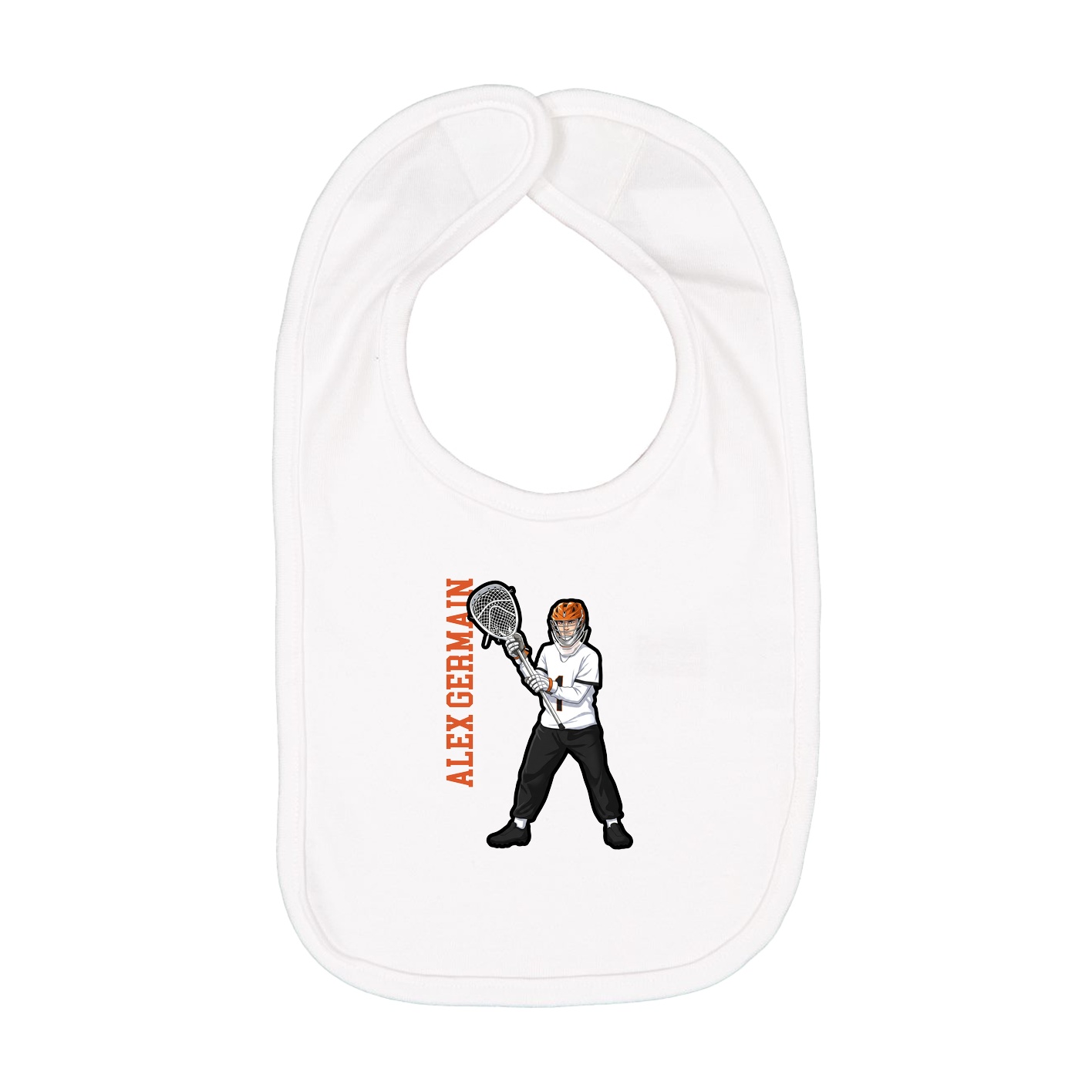 Infant Bib — Name Vertical in White