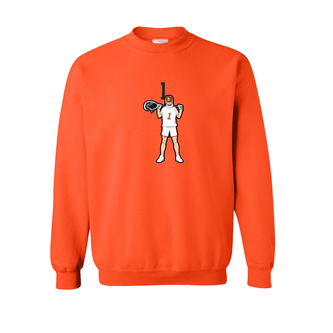 Fleece Crew — Number Top in Orange