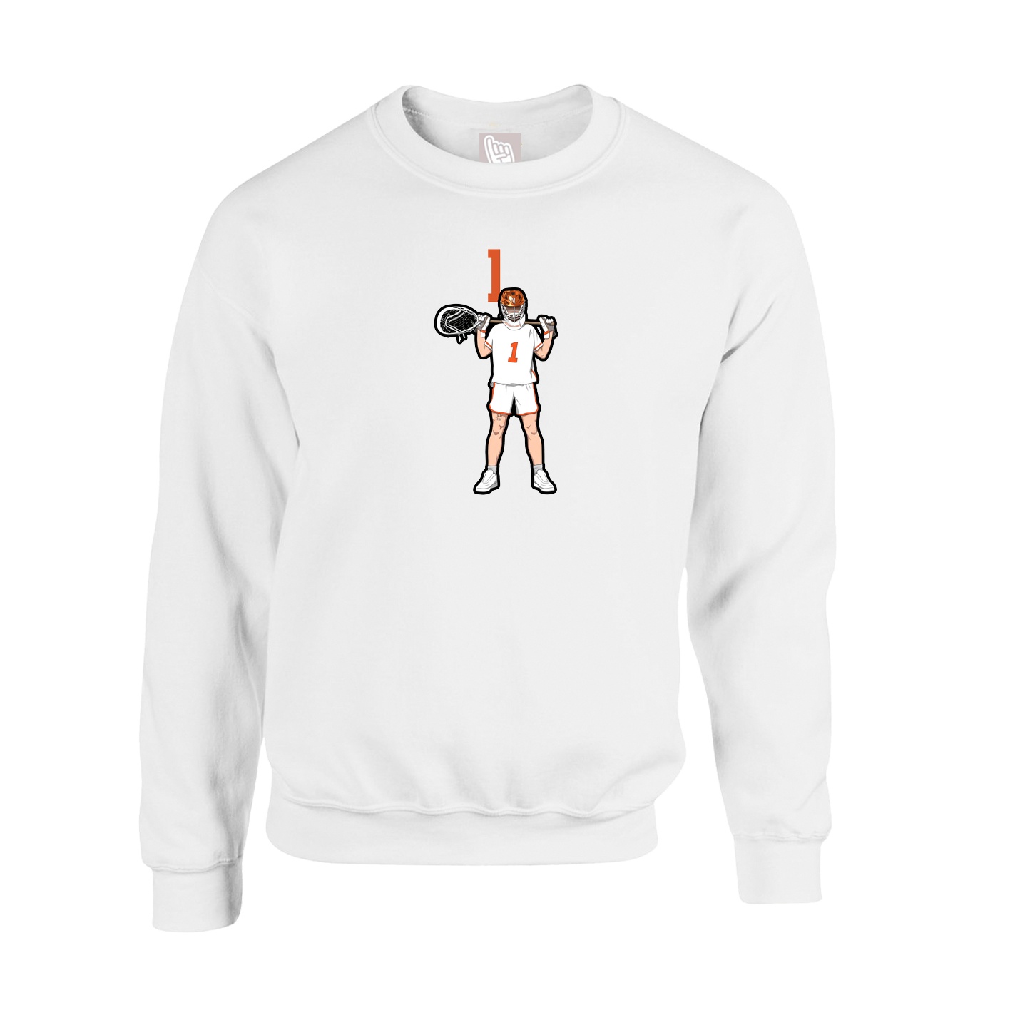Fleece Crew — Number Top in White