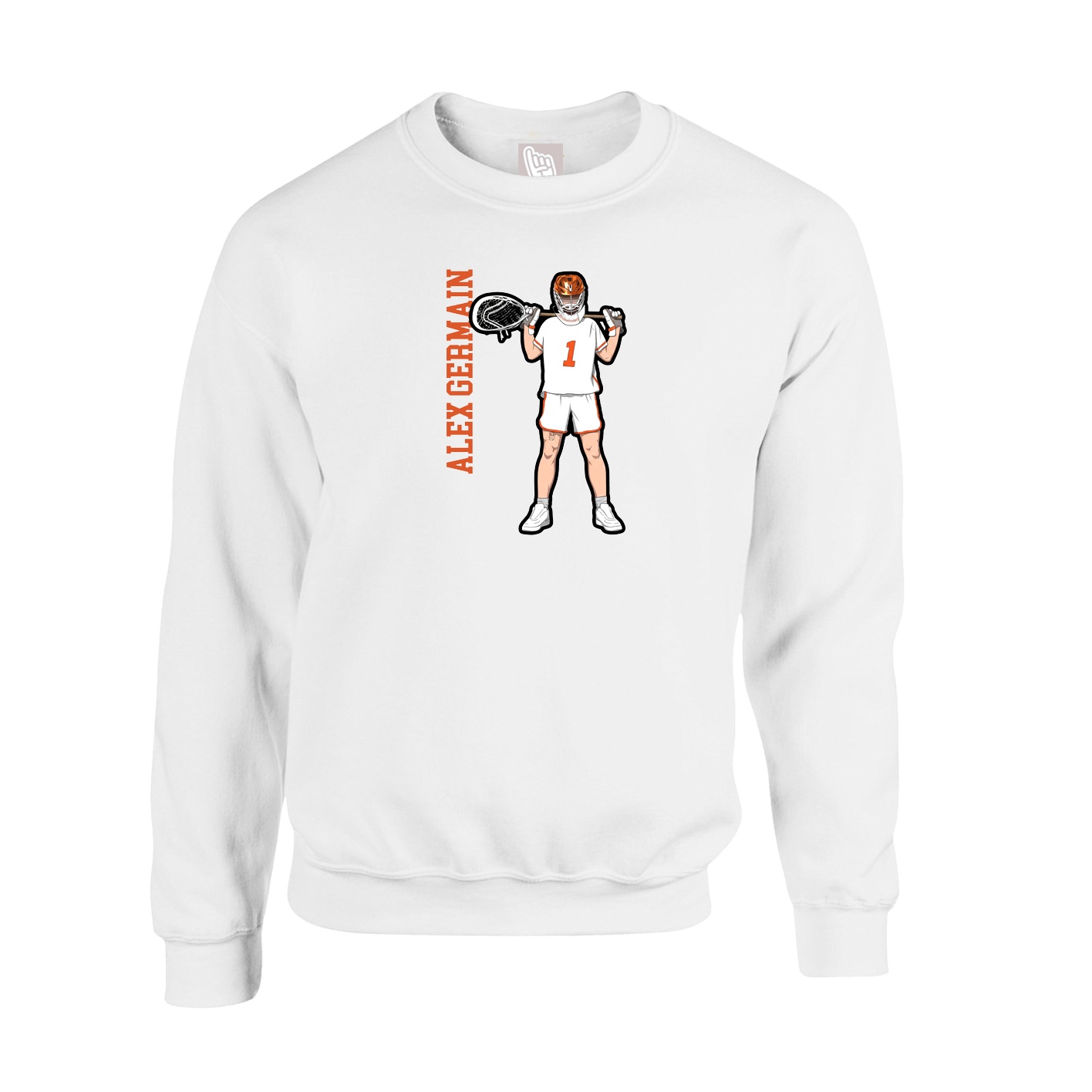 Fleece Crew — Name Vertical in White
