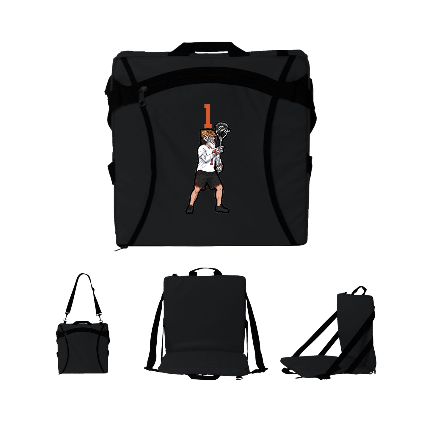 Folding Stadium Seat — Number Top in Black