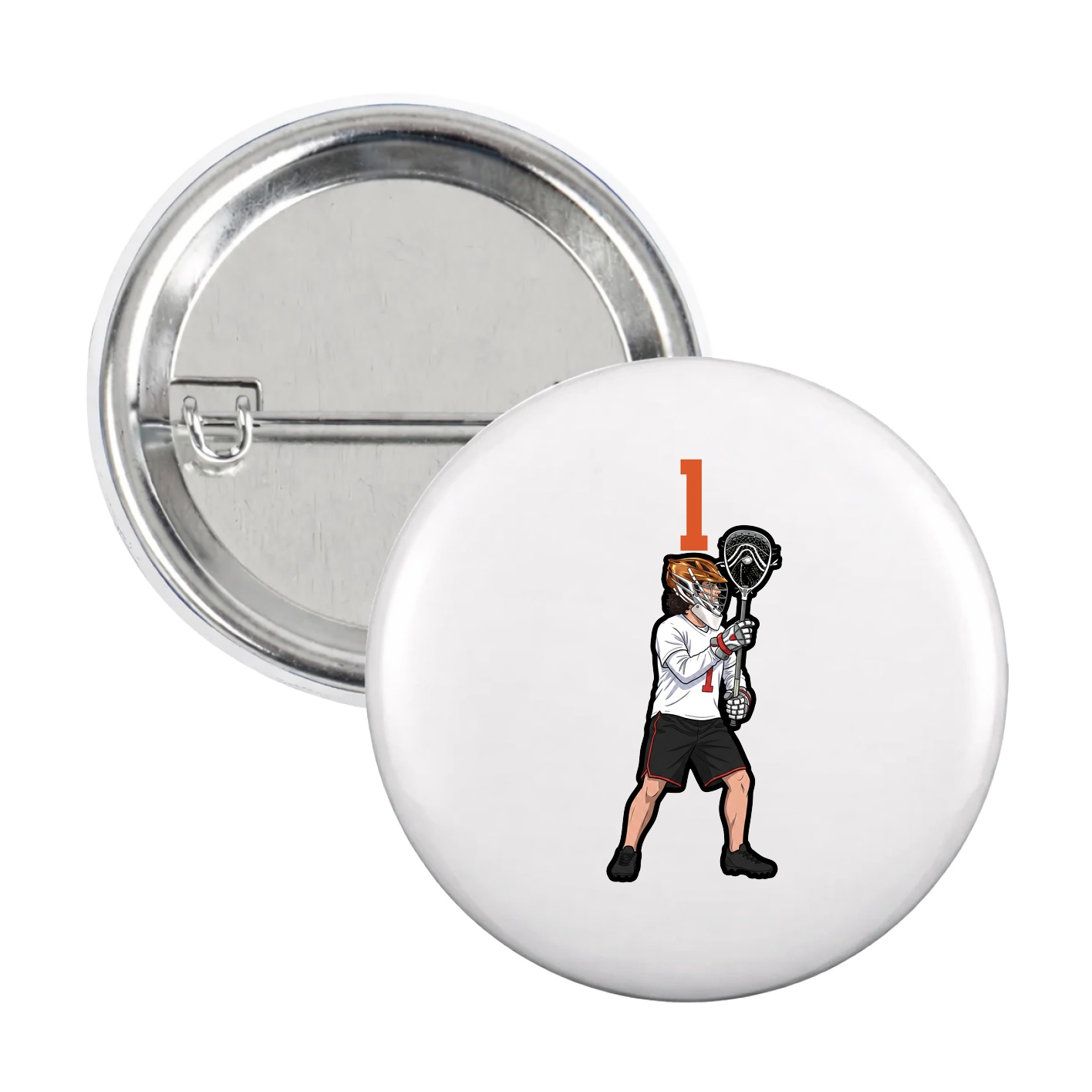 Game Day Button — Number Top in White