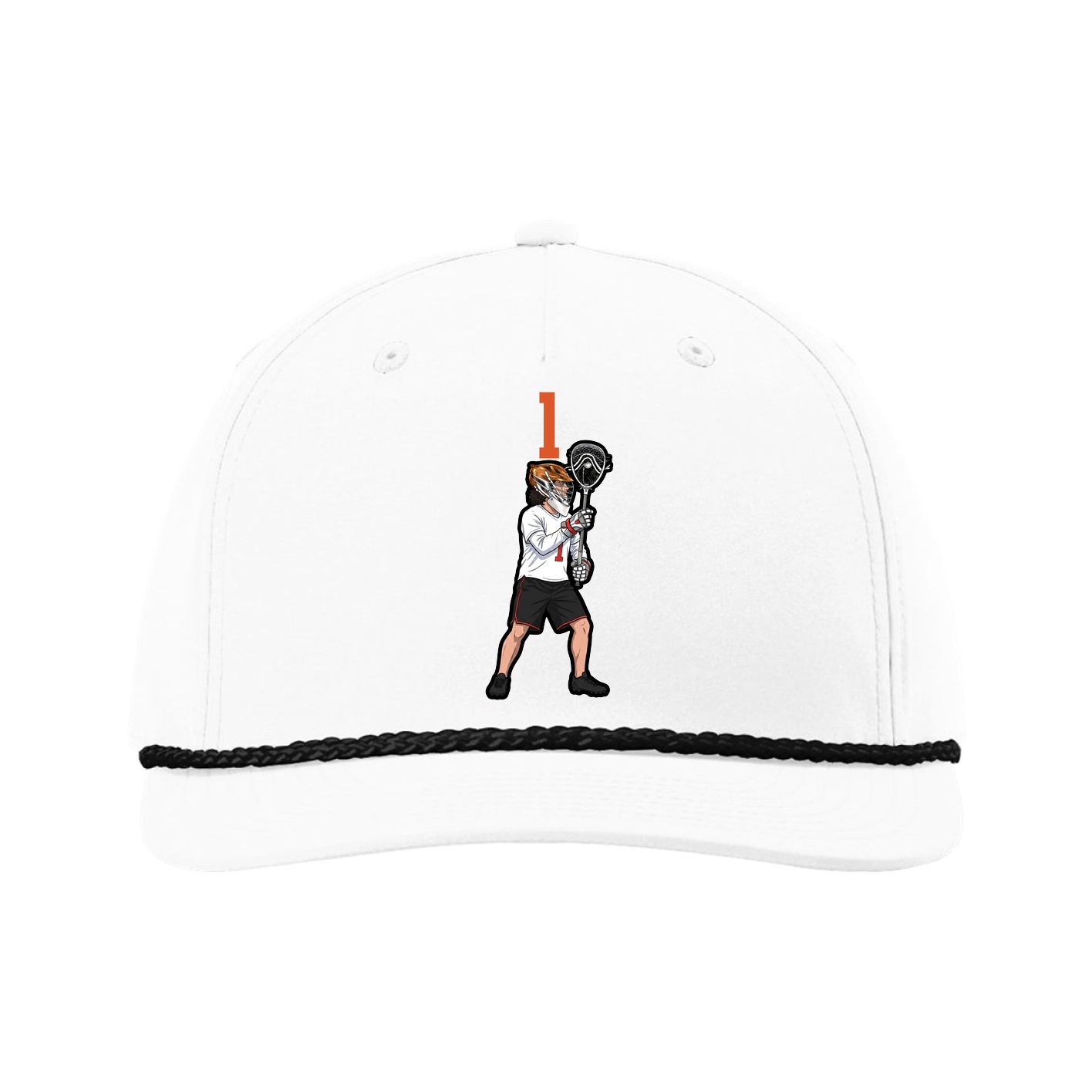Five-Panel Classic Rope Cap — Number Top in White