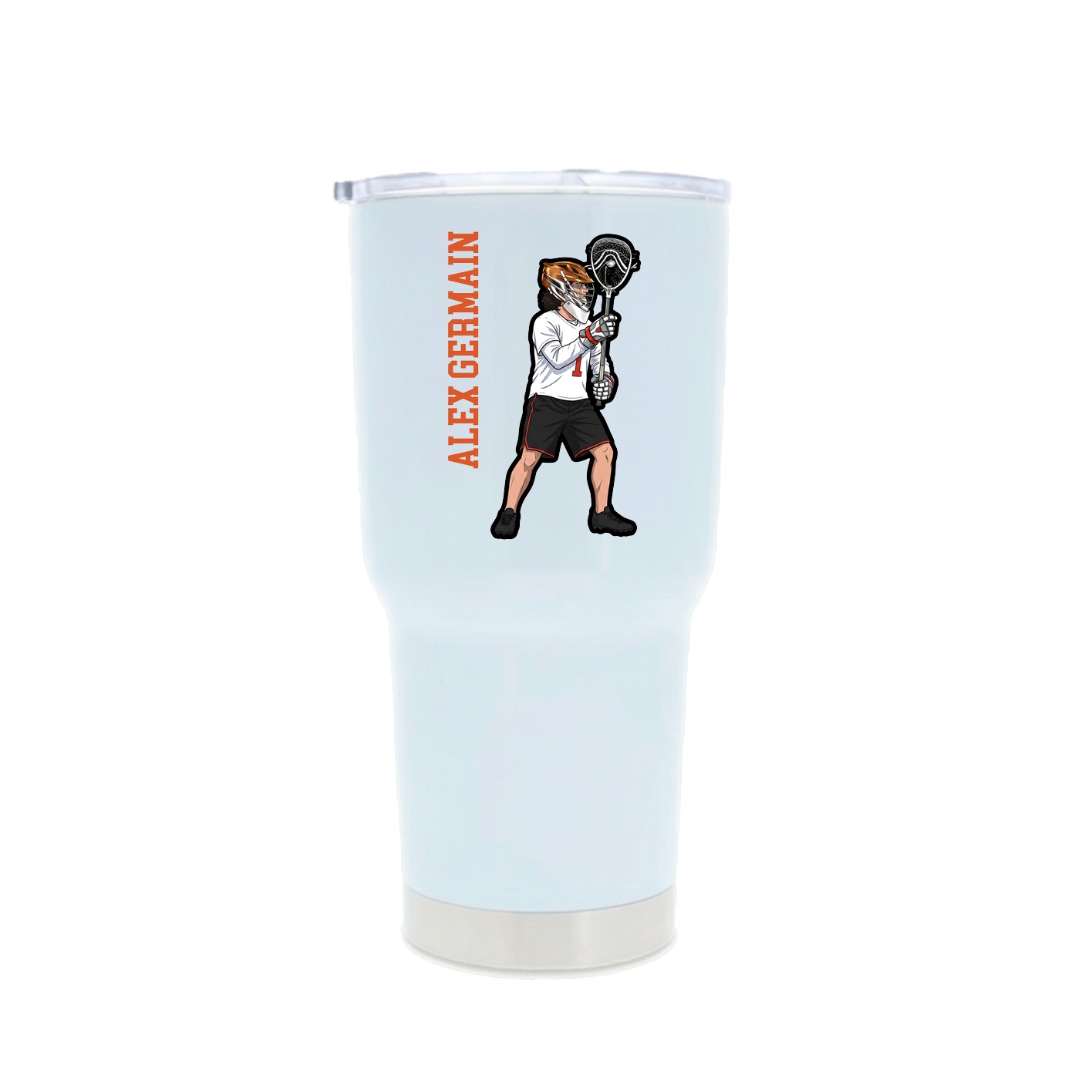 30oz Stainless Steel Tumbler — Name Vertical in White
