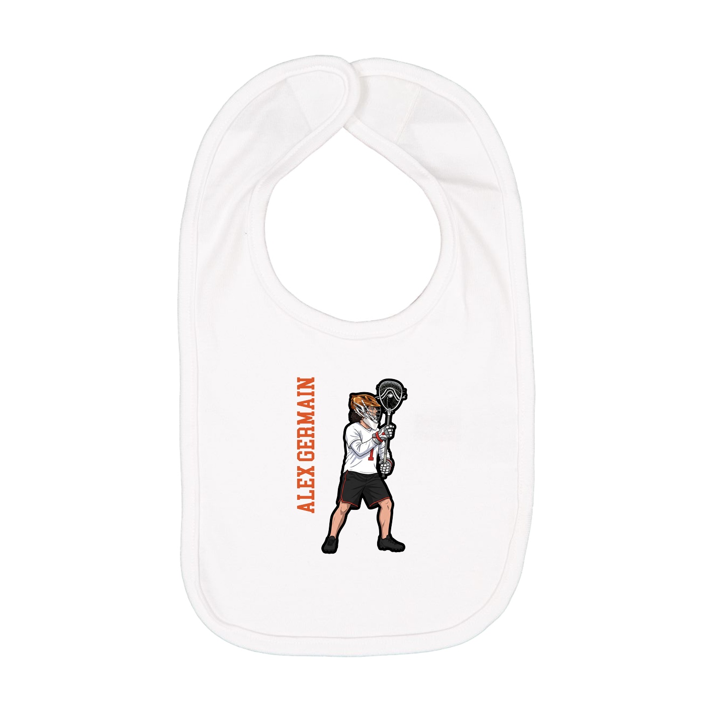 Infant Bib — Name Vertical in White