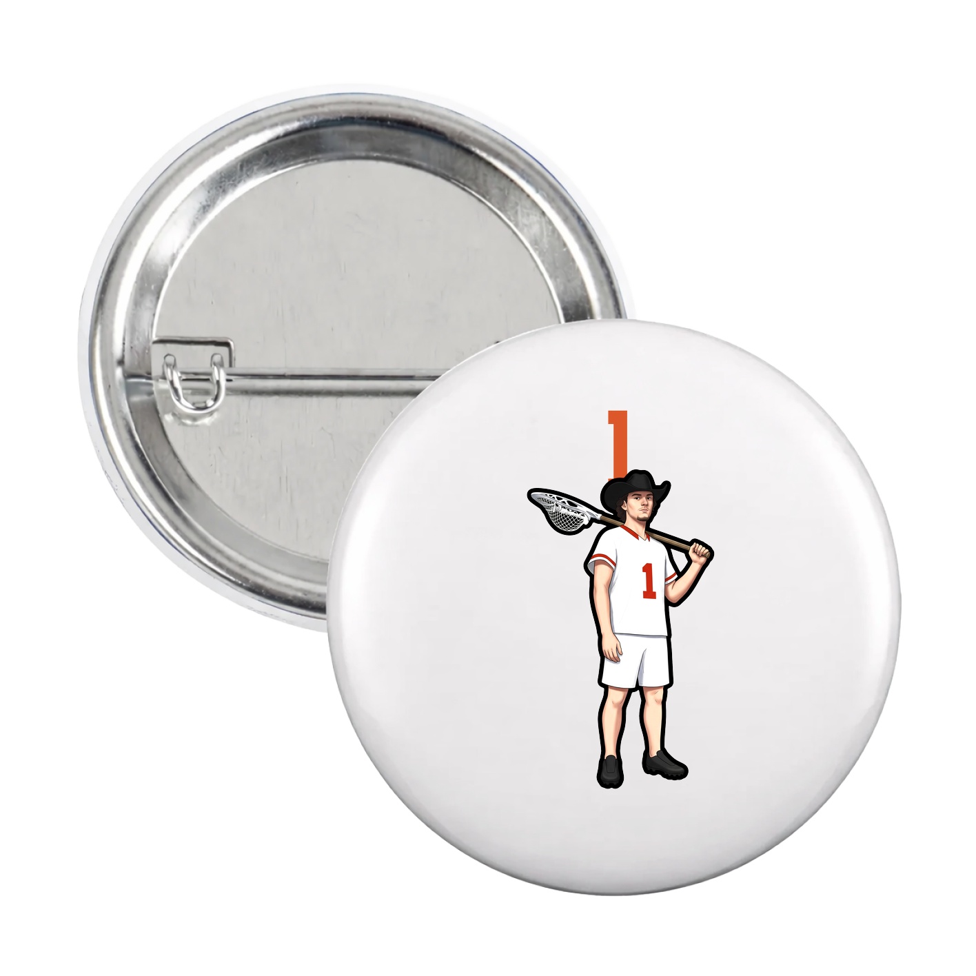 Game Day Button — Number Top in White