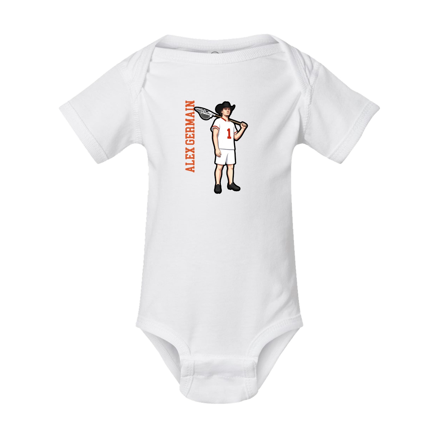 Baby Onesie — Name Vertical in White