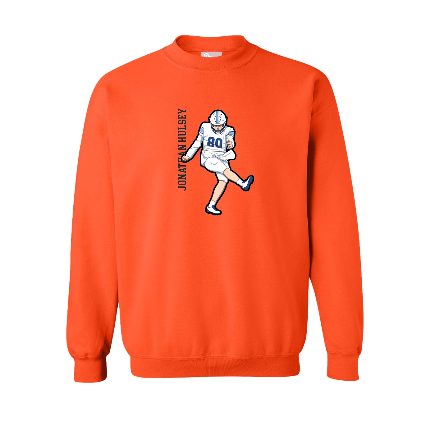 Fleece Crew — Name Vertical in Orange