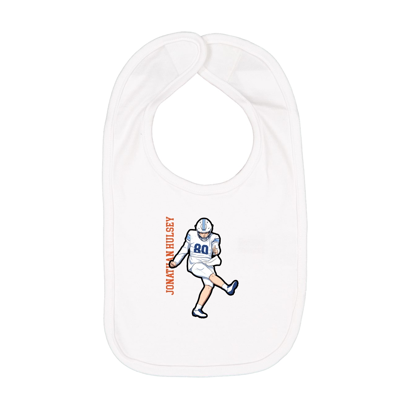 Infant Bib — Name Vertical in White