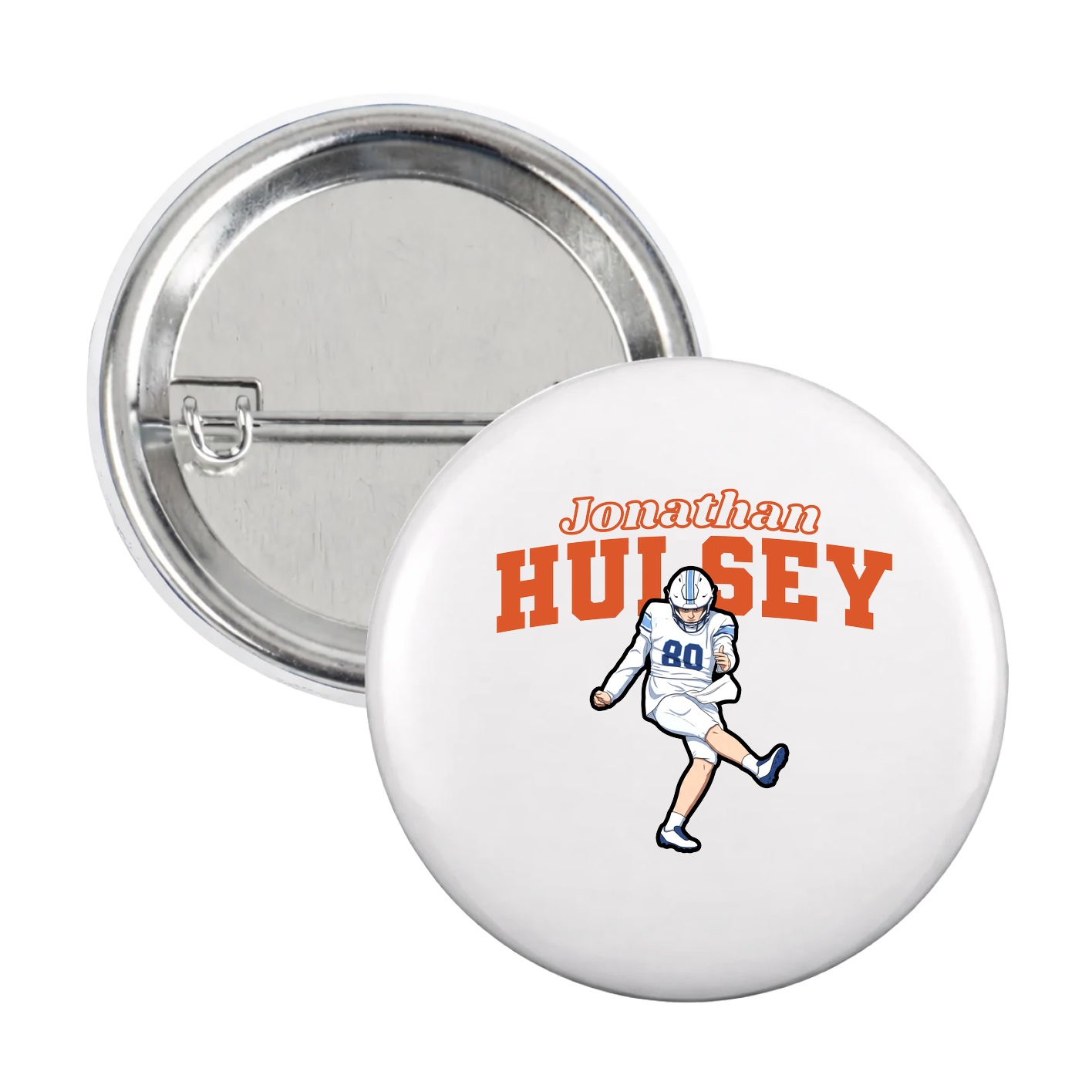 Game Day Button — Name Arch in White