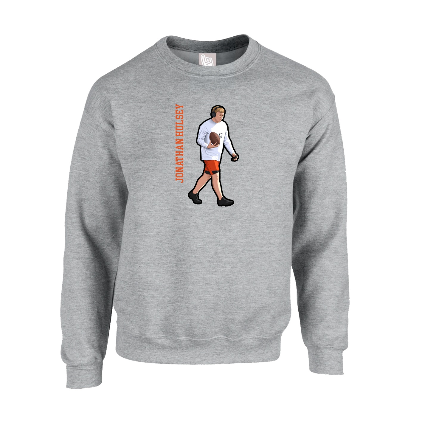 Fleece Crew — Name Vertical in Grey