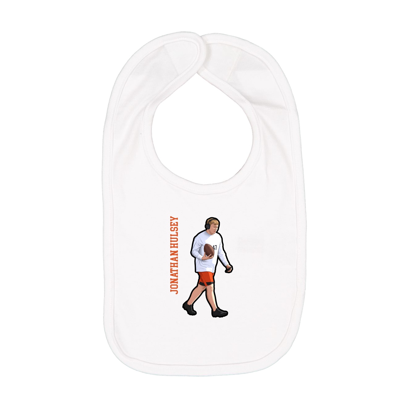 Infant Bib — Name Vertical in White