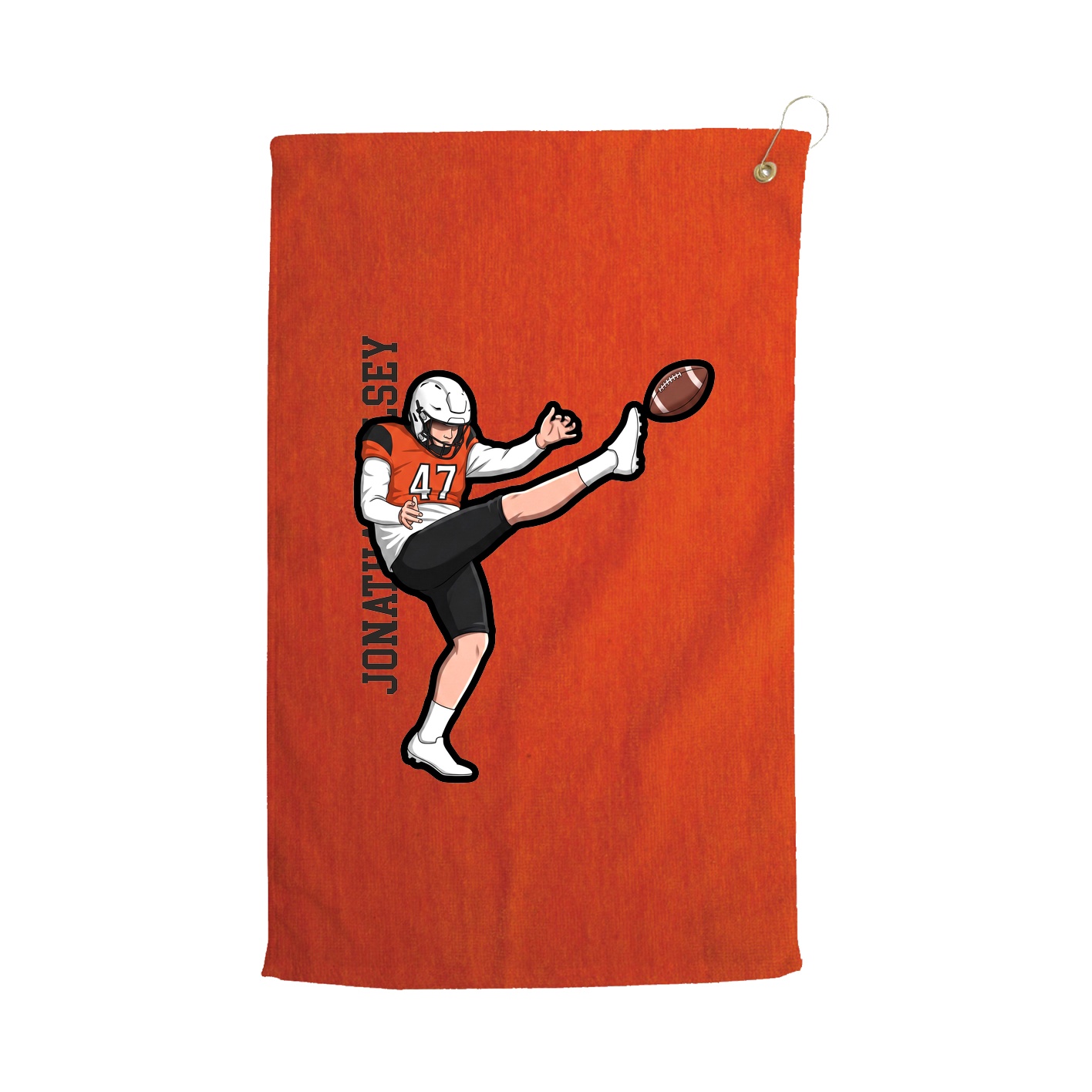 Golf Towel — Name Vertical in Orange