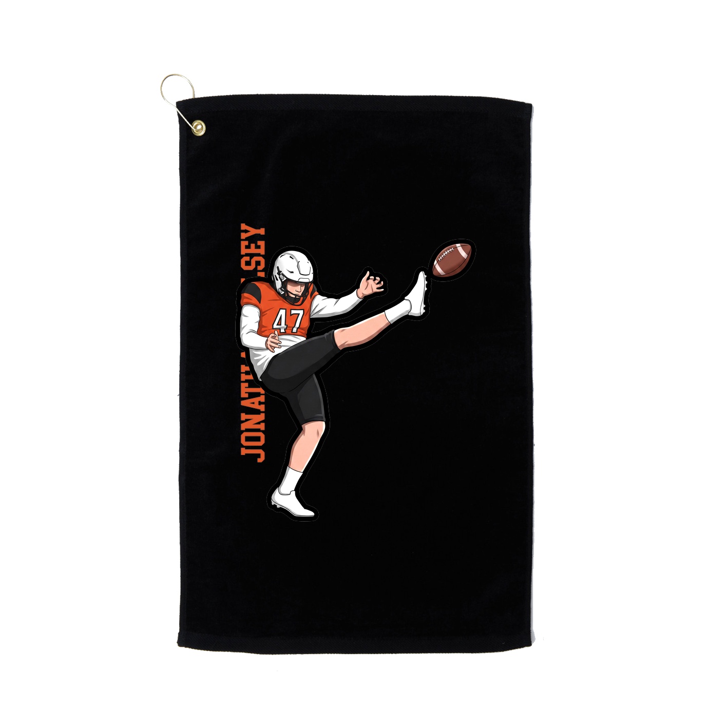 Golf Towel — Name Vertical in Black