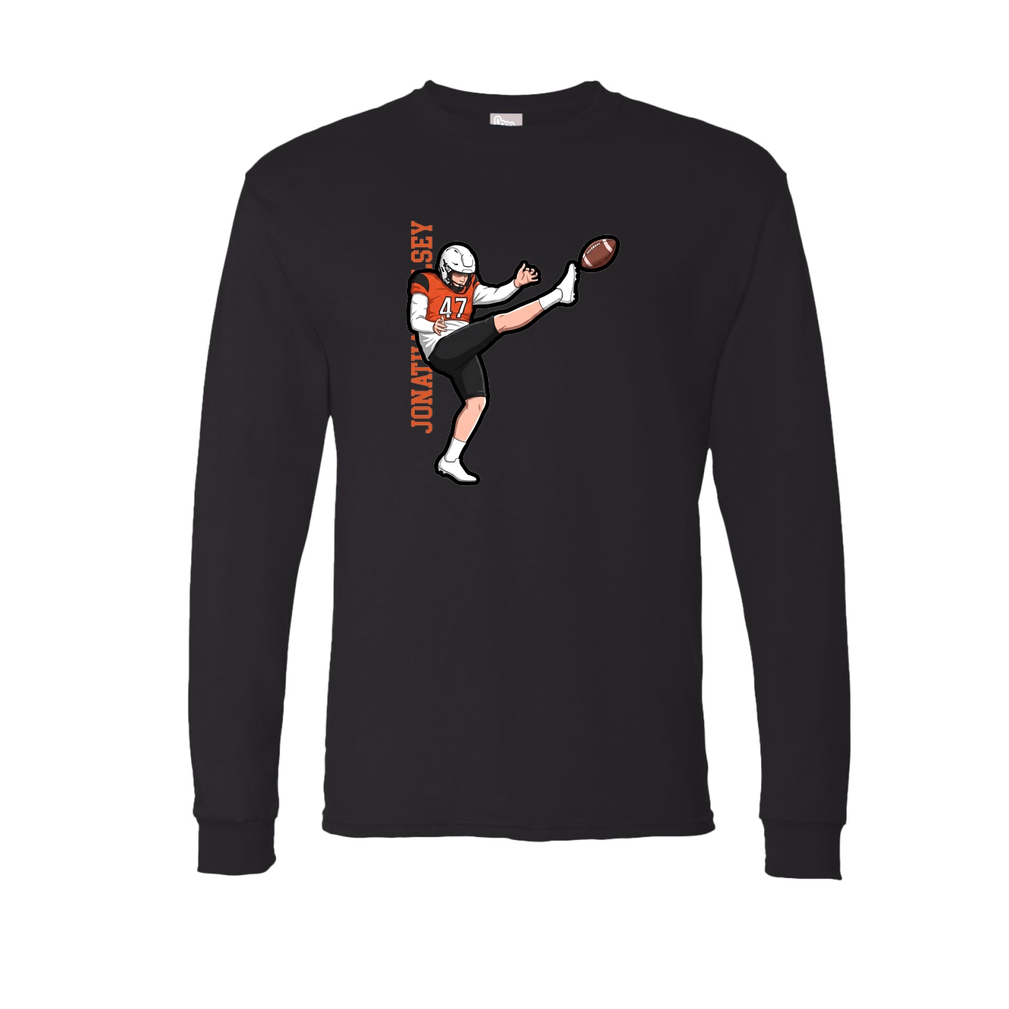 Long Sleeve Tee — Name Vertical in Black