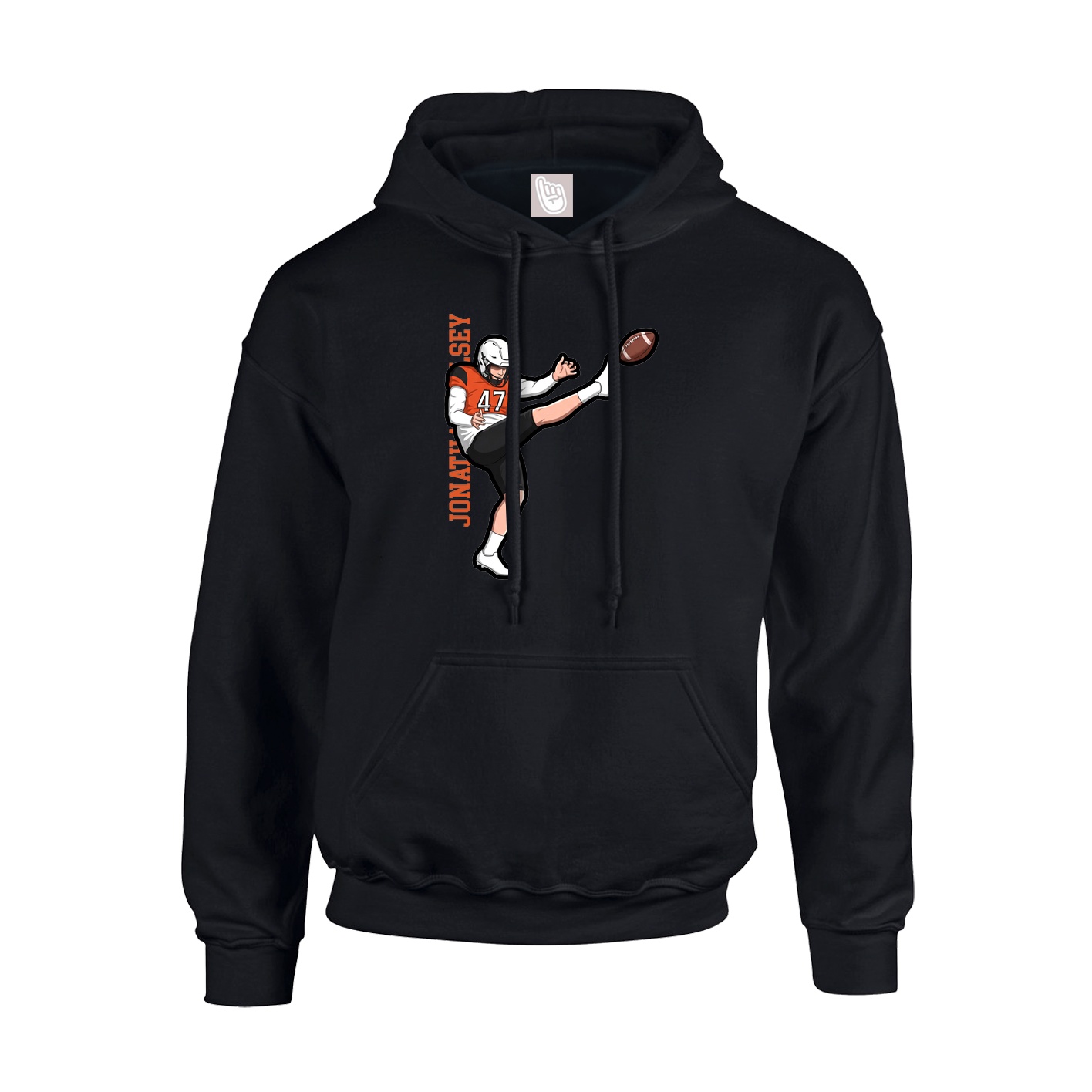 Youth Hoodie — Name Vertical in Black