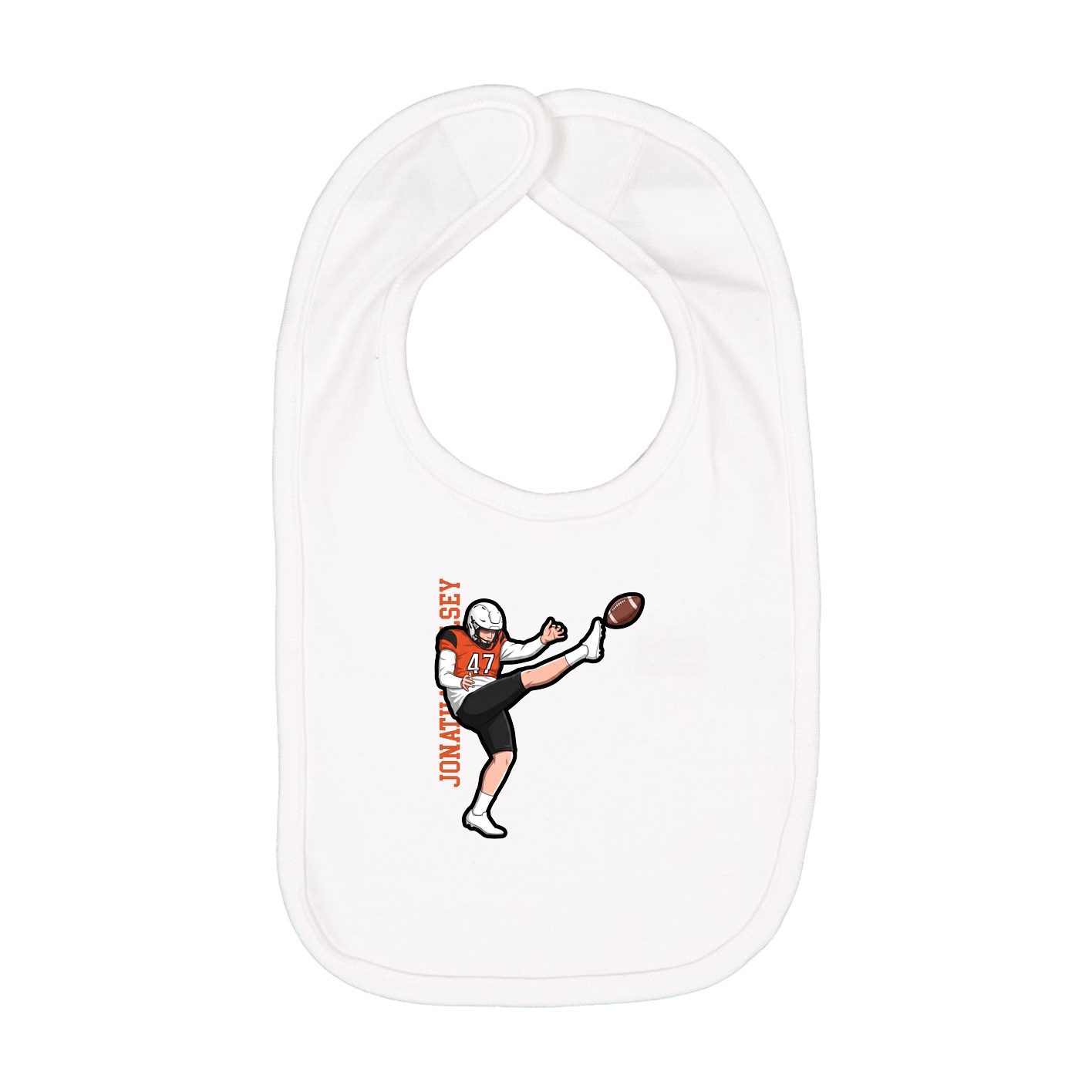 Infant Bib — Name Vertical in White