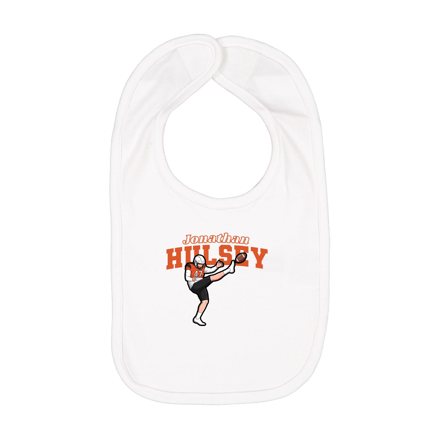 Infant Bib — Name Arch in White