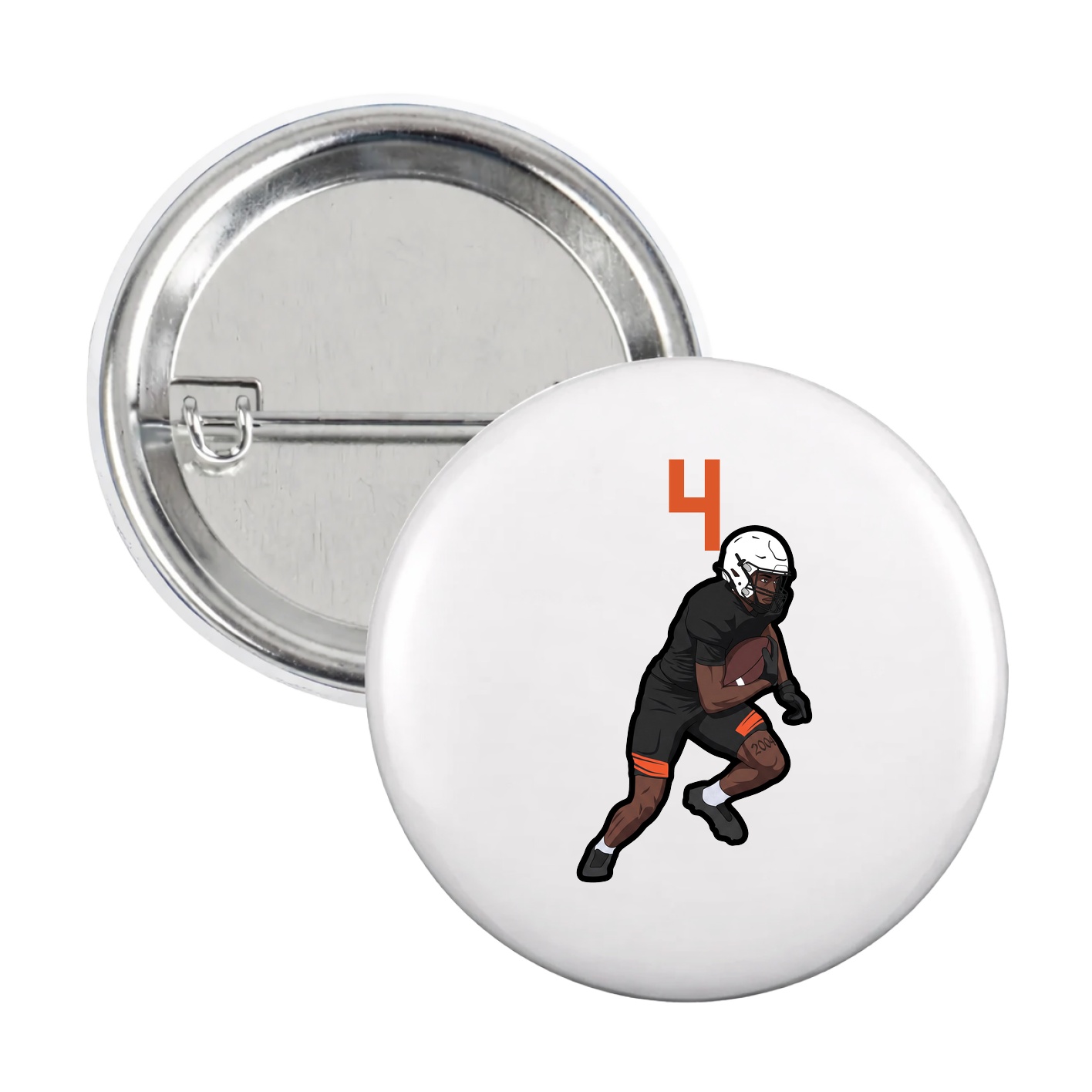 Game Day Button — Number Top in White