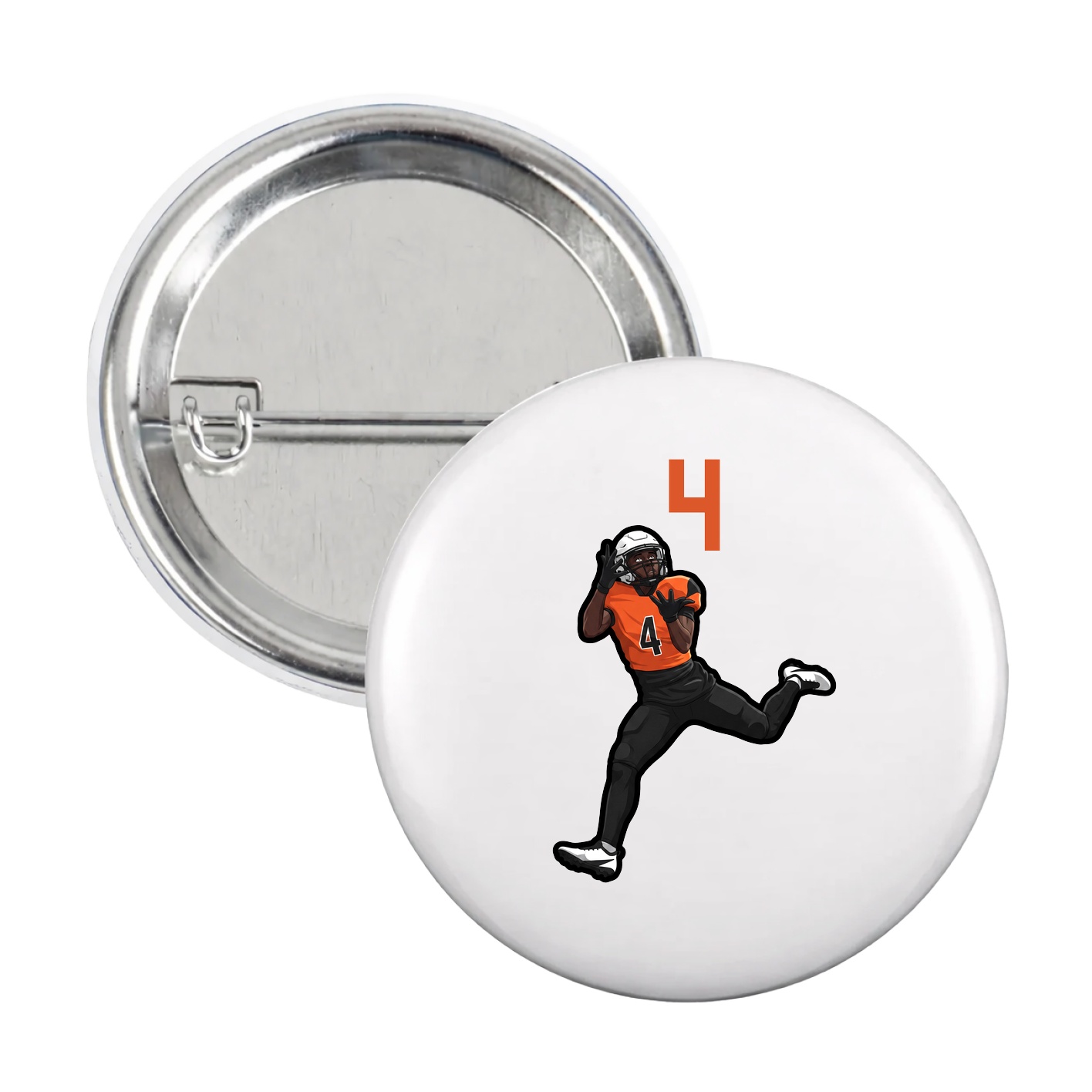 Game Day Button — Number Top in White
