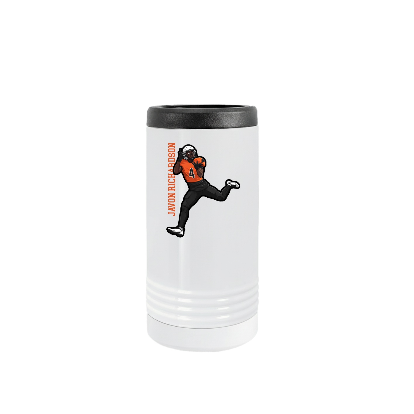 Slim Beverage Holder — Name Vertical in White