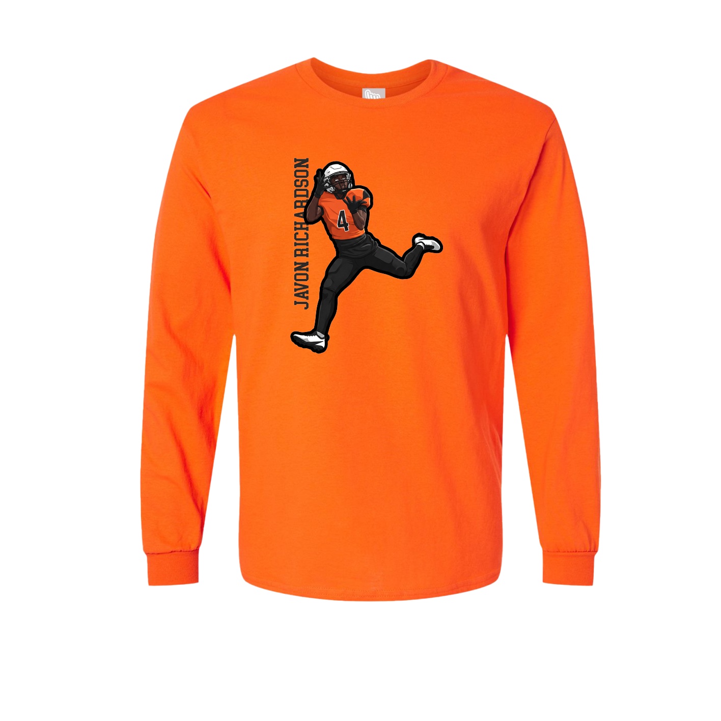Long Sleeve Tee — Name Vertical in Orange