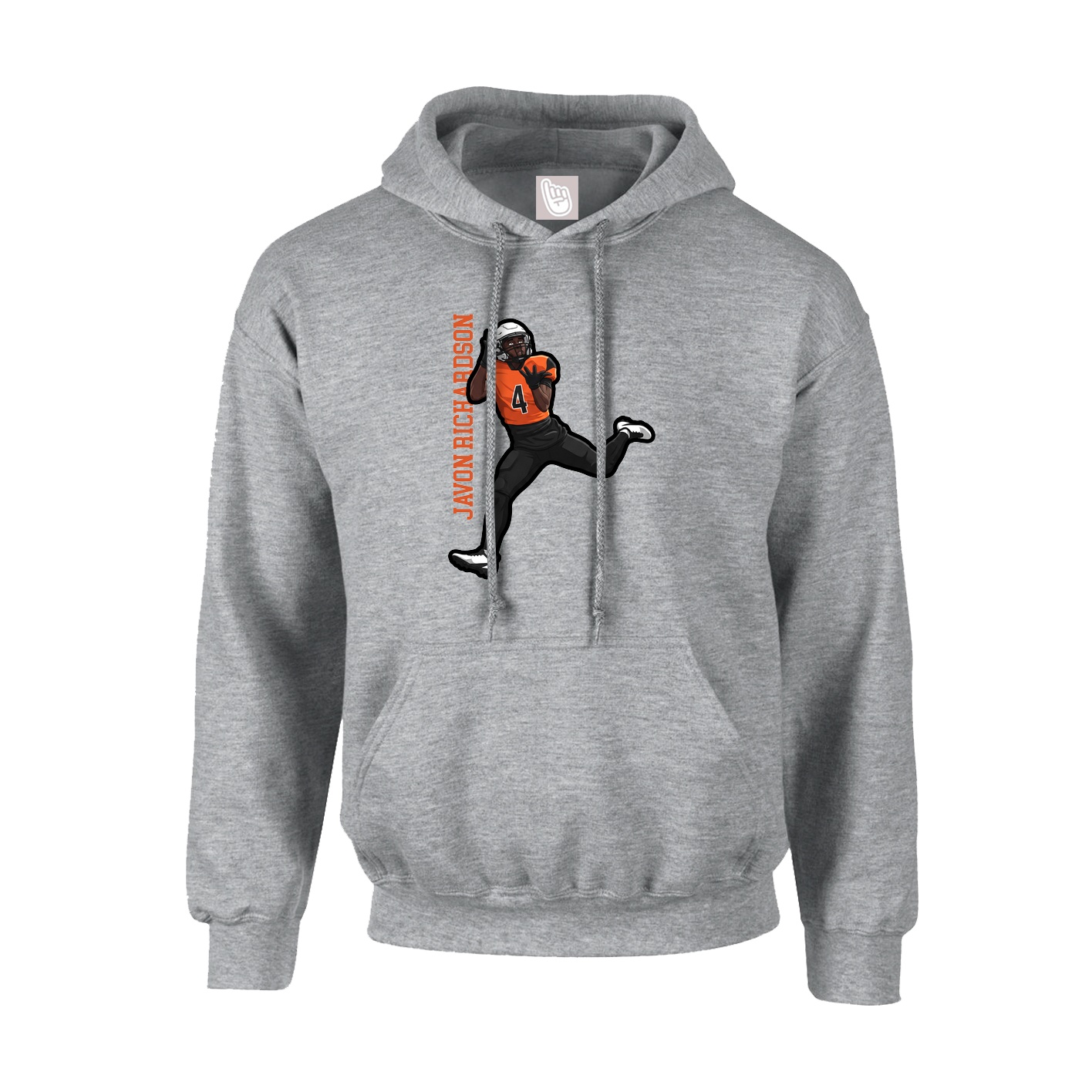 Youth Hoodie — Name Vertical in Grey