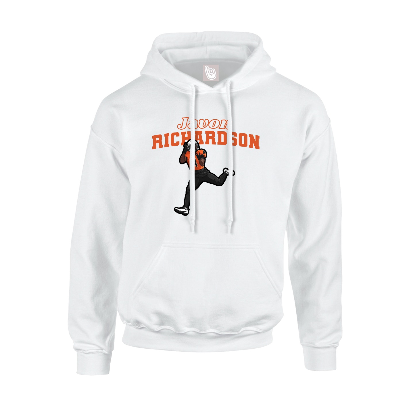 Youth Hoodie — Name Arch in White