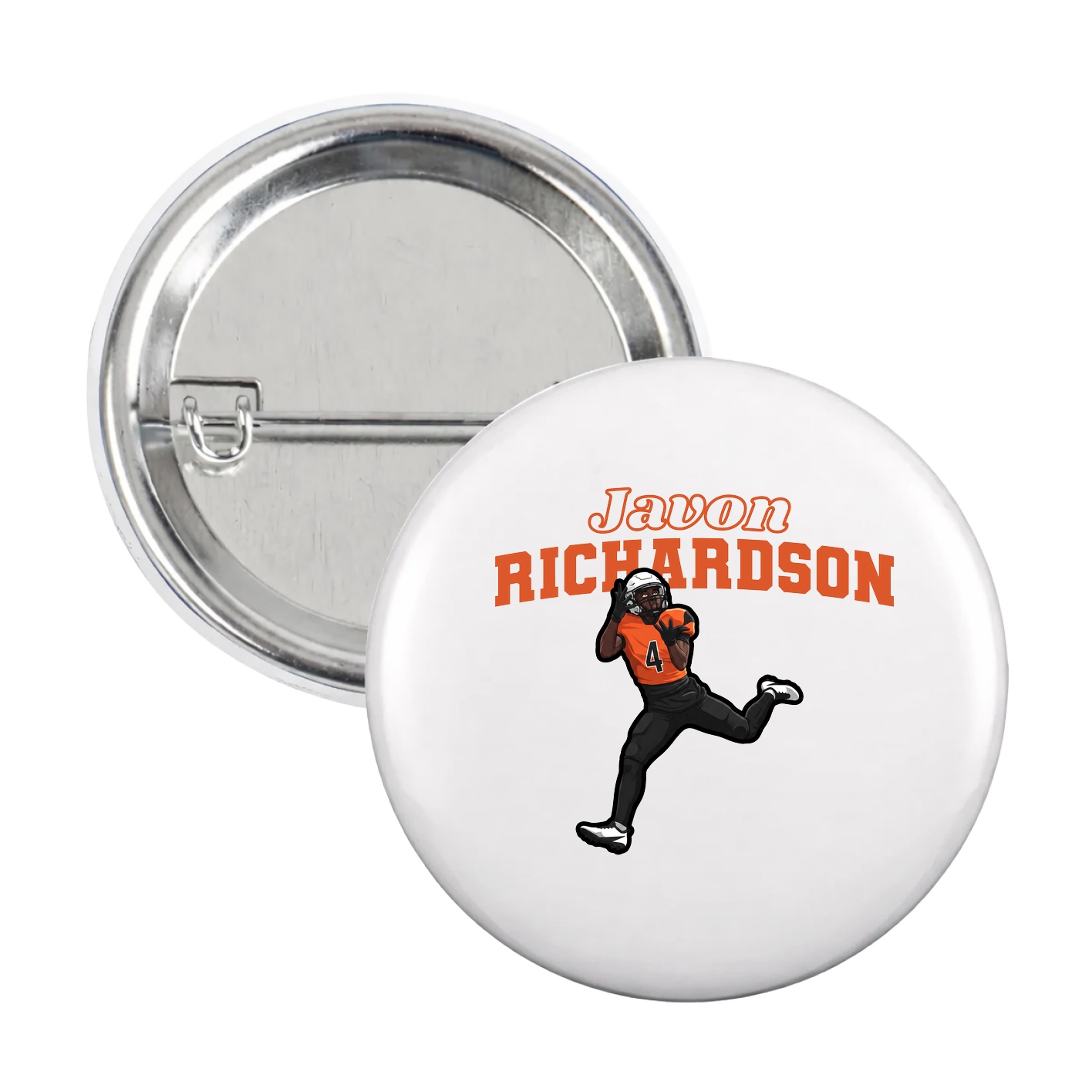 Game Day Button — Name Arch in White