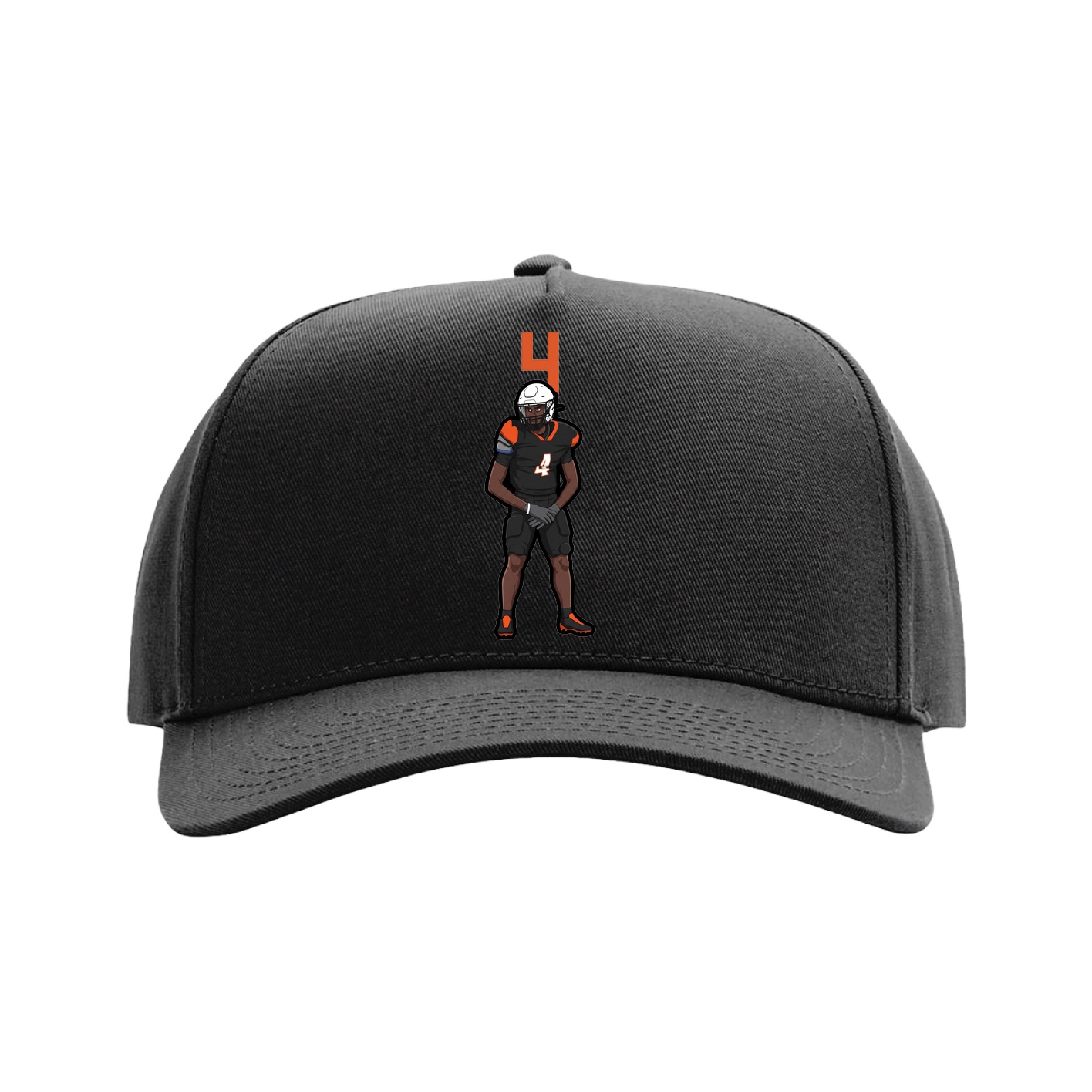 Full Fabric Five-Panel Champ Cap — Number Top in Black