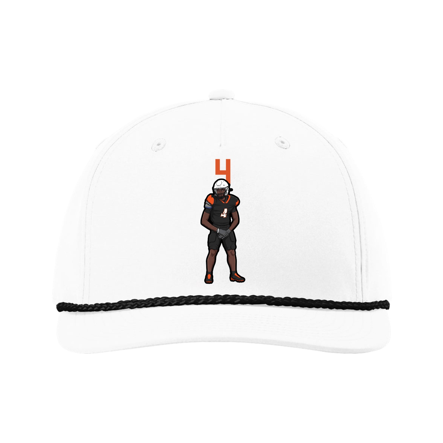 Five-Panel Classic Rope Cap — Number Top in White