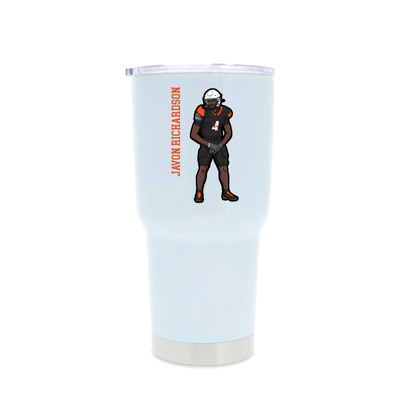 30oz Stainless Steel Tumbler — Name Vertical in White
