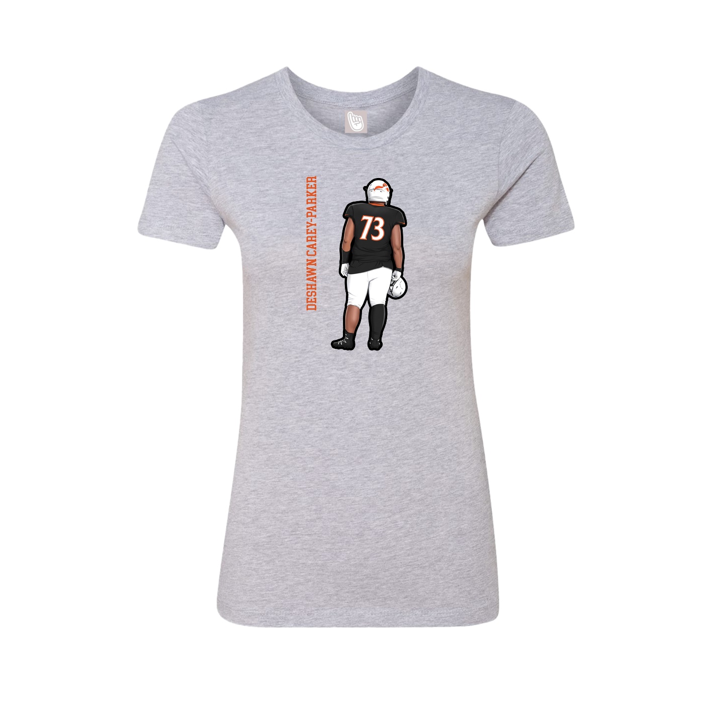 Fitted Women's Tee — Name Vertical in Grey